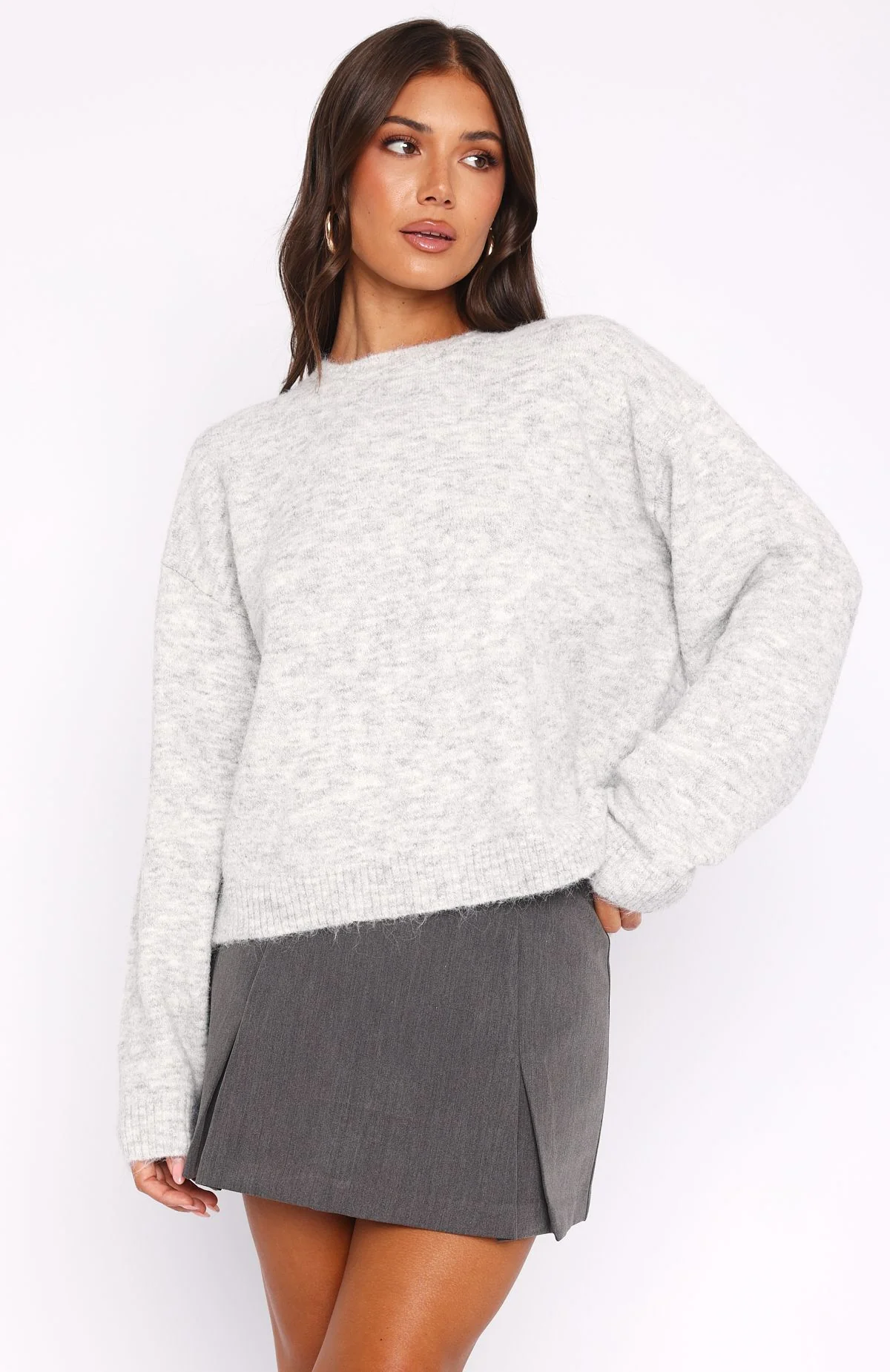 Warm Whispers Knit Sweater Grey Marle