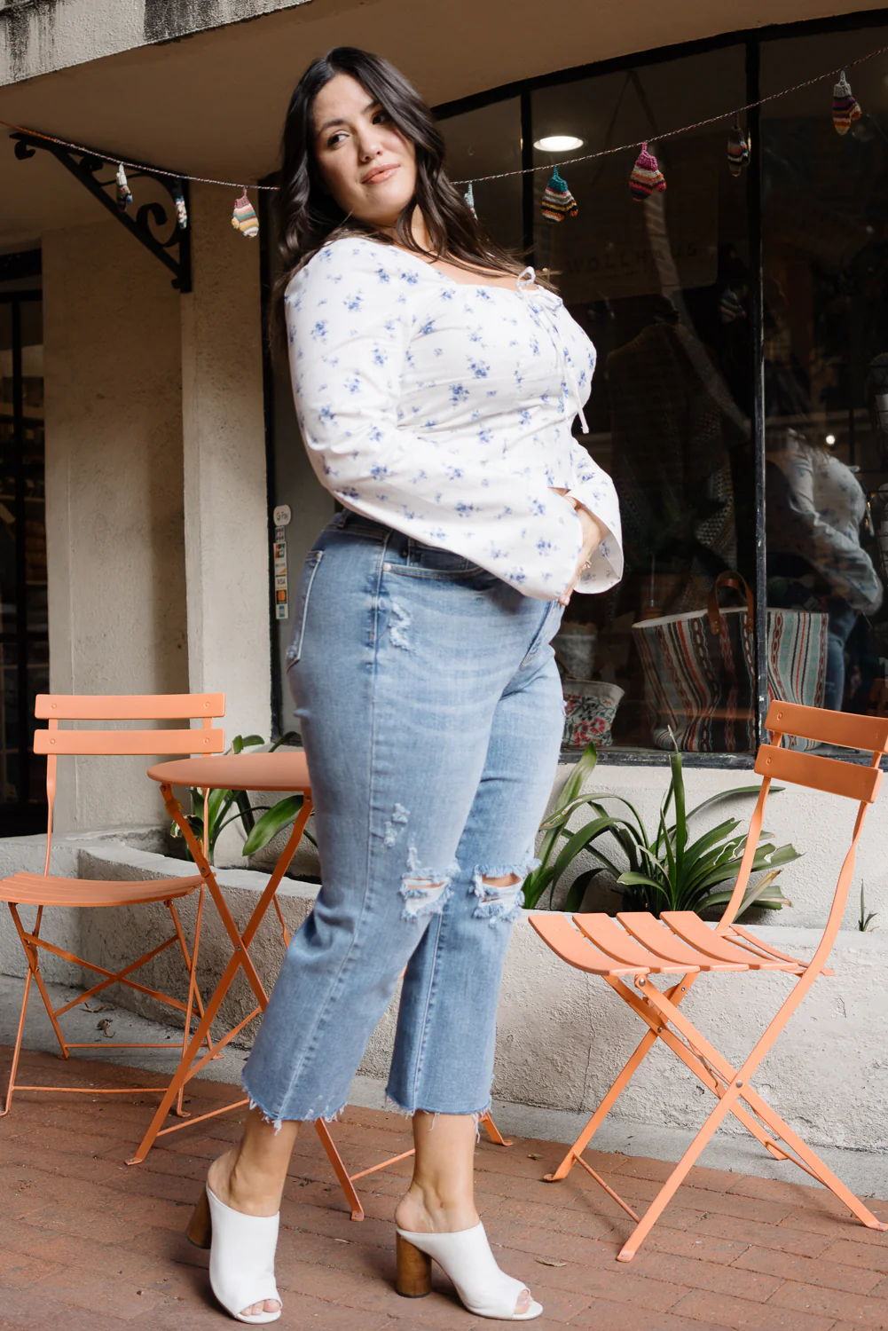 Celeste High Rise With Distressed Crop Wide Leg - PLUS