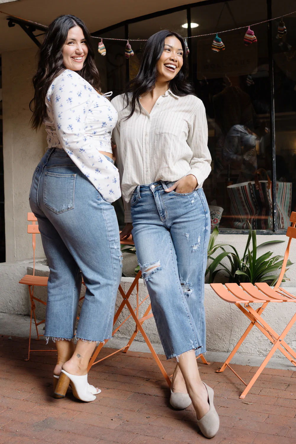 Celeste High Rise With Distressed Crop Wide Leg - PLUS