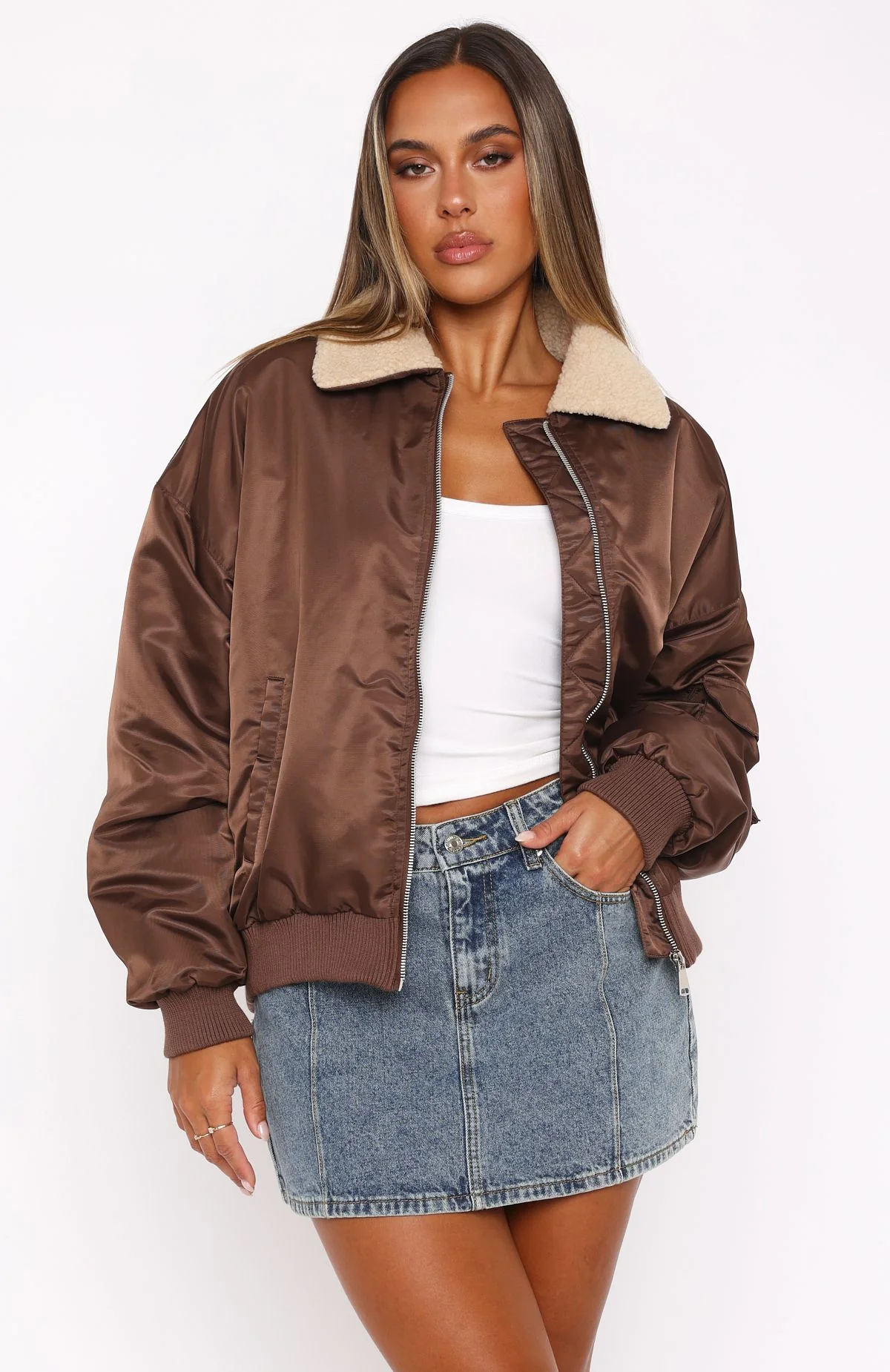 No Airtime Bomber Jacket Chocolate