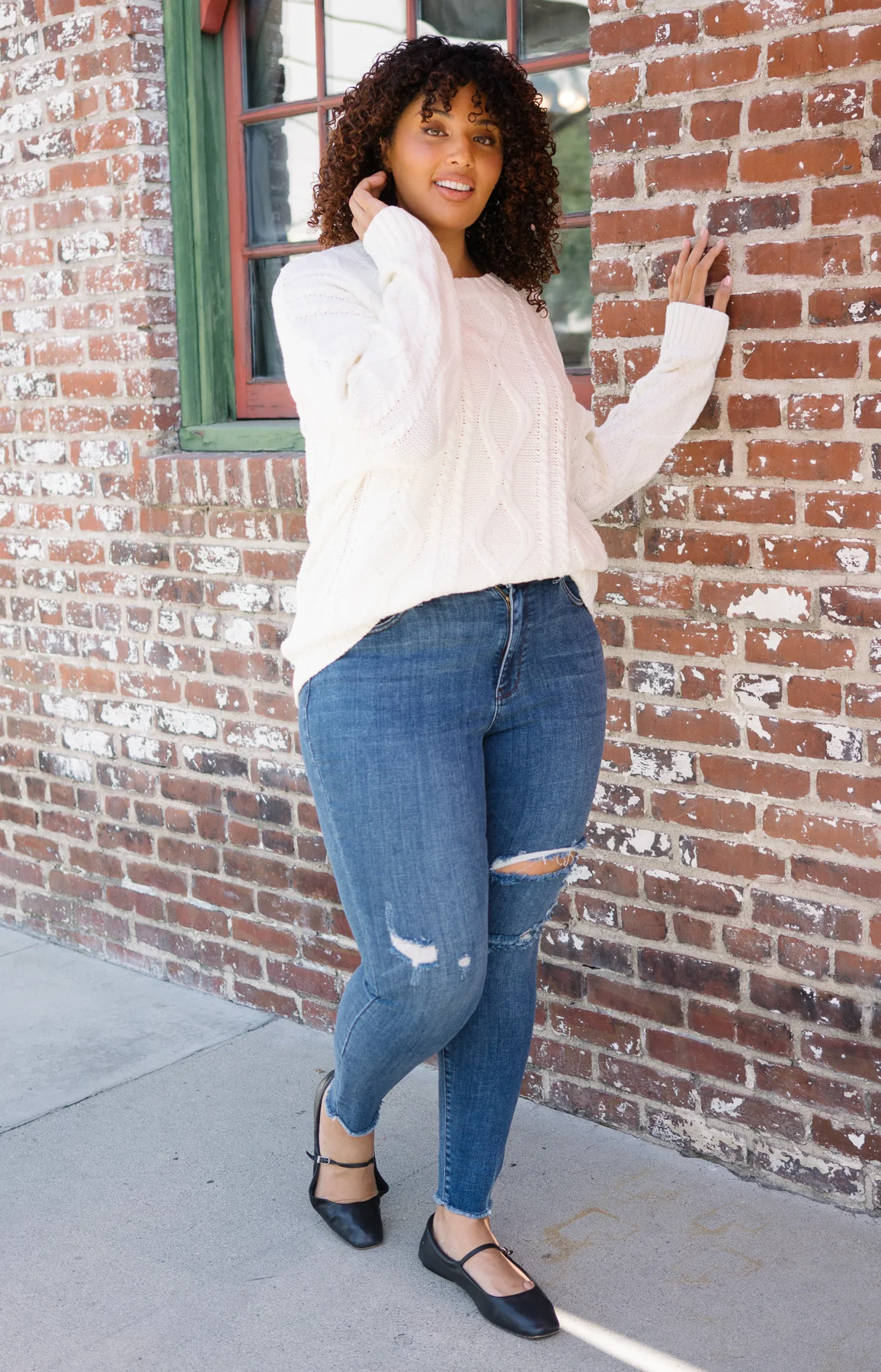 Andrea High Waist Skinny Jeans with Rips - PLUS