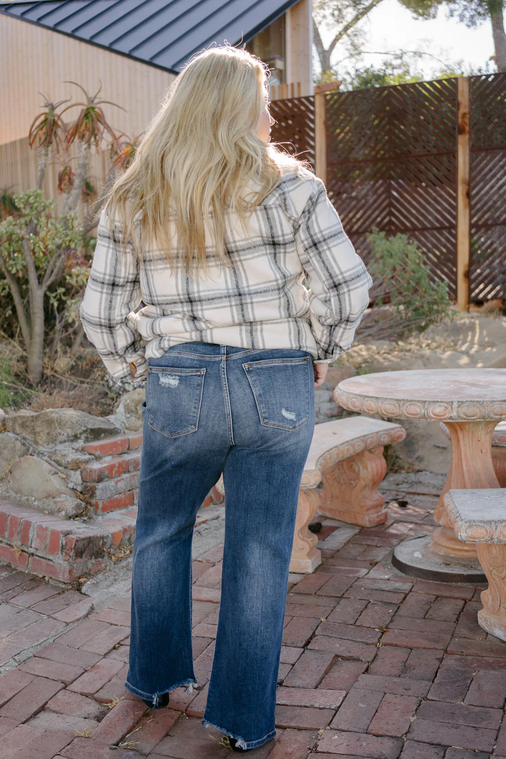 Maddie High Rise 90's Distressed Knee Straight Fit - PLUS