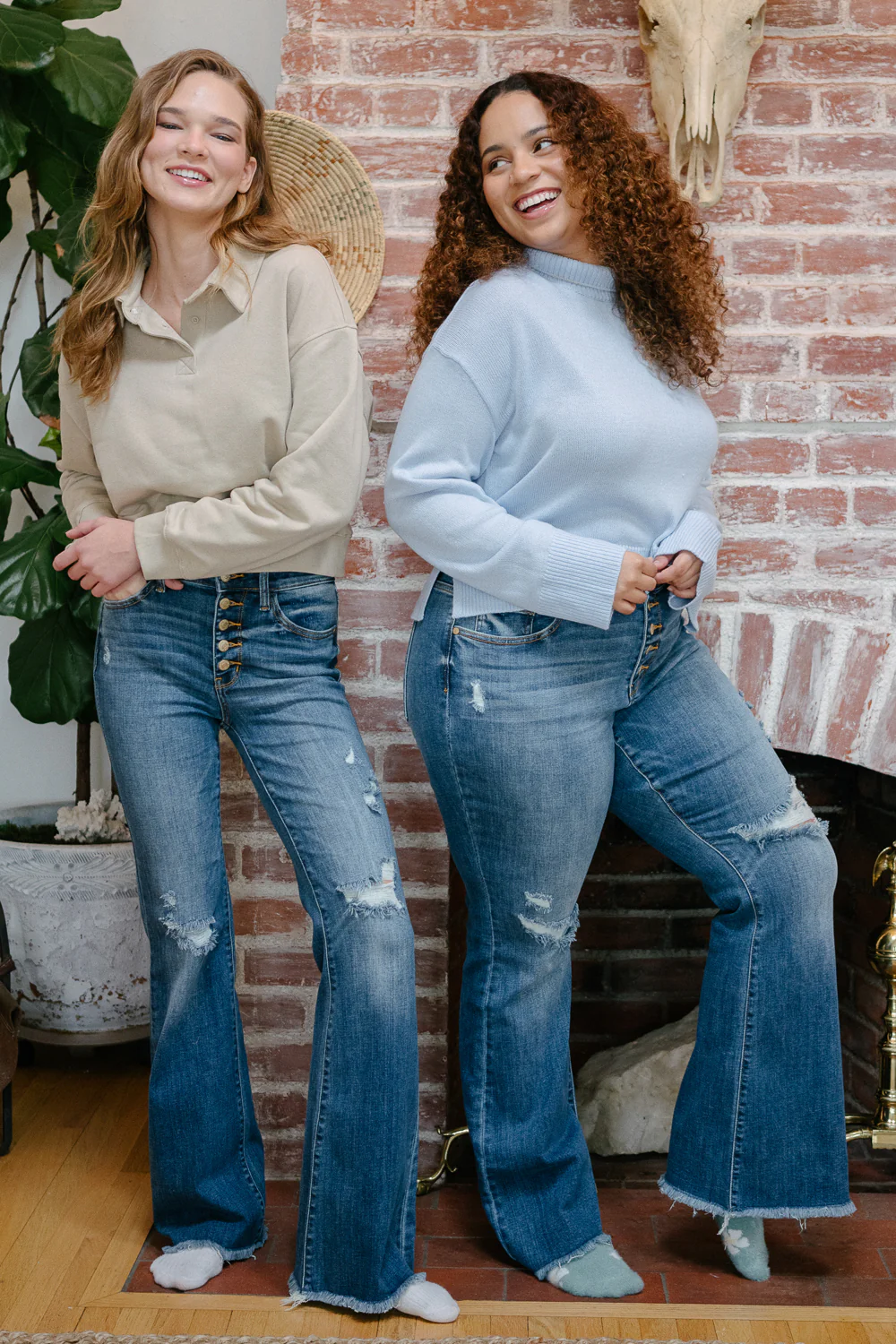 Indie Mid Rise Flare Jeans – Buttoned Up and Ready to Flaunt - PLUS