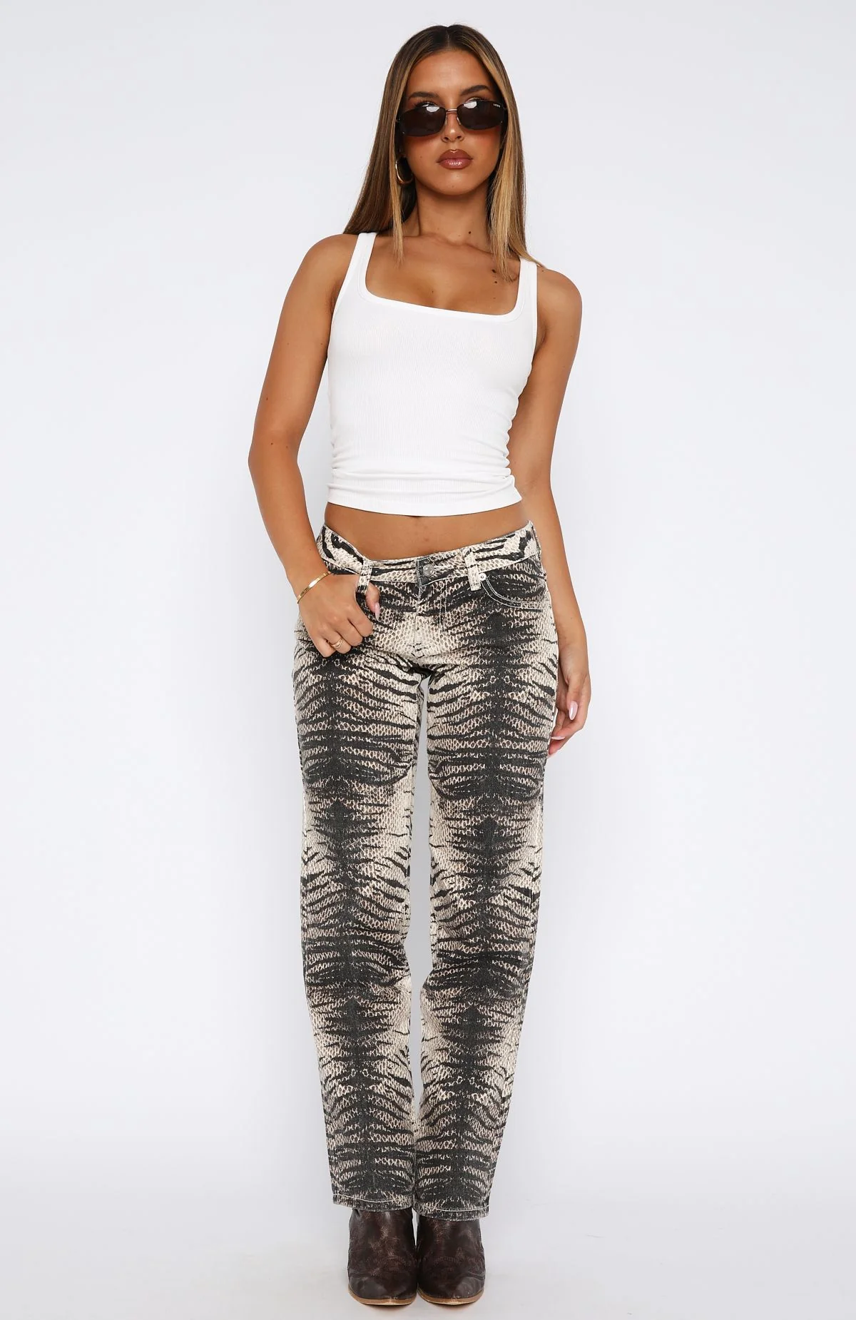 Valerie Low Rise Straight Leg Jeans Tiger Mirage