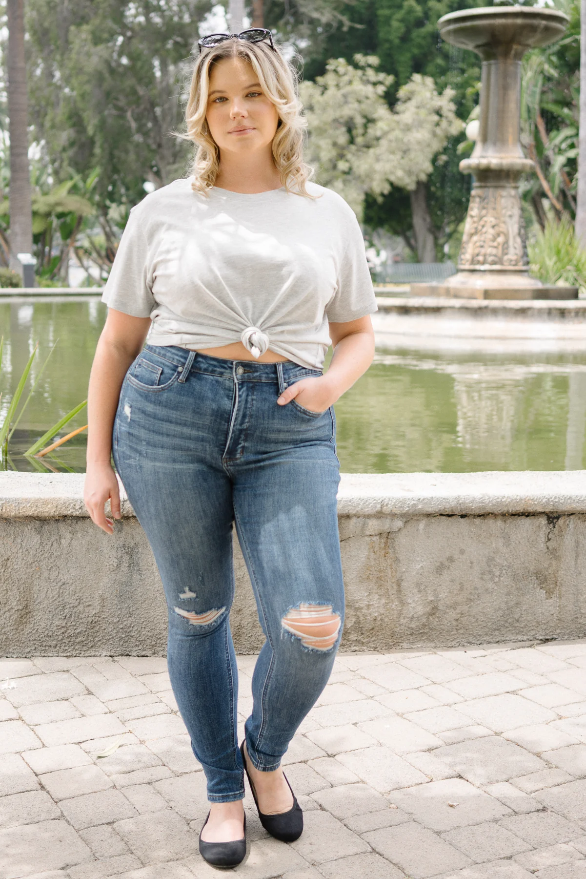 Freya Mid Rise Tummy Control Distressed Skinny - PLUS