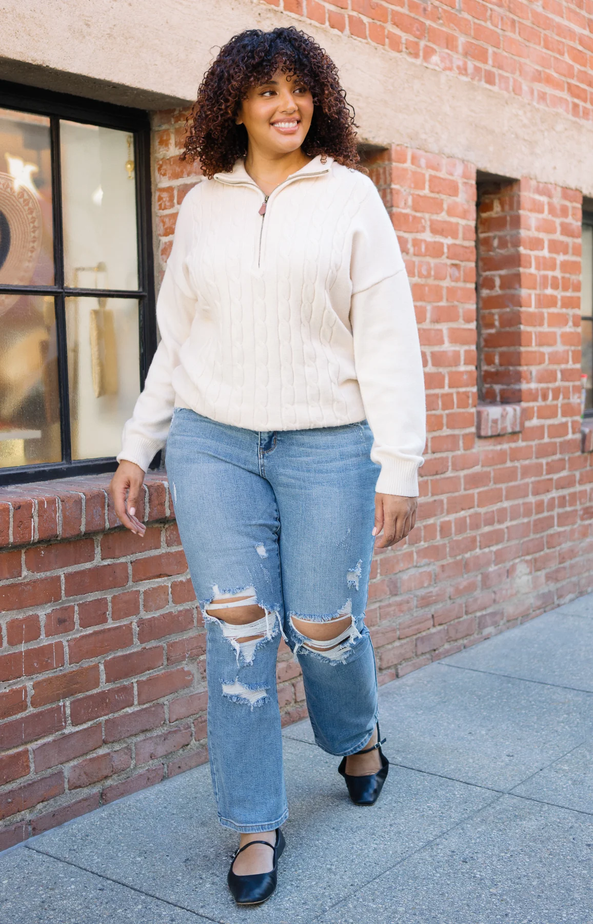 Faye Stone Wash Ripped Bootcut Jeans - PLUS