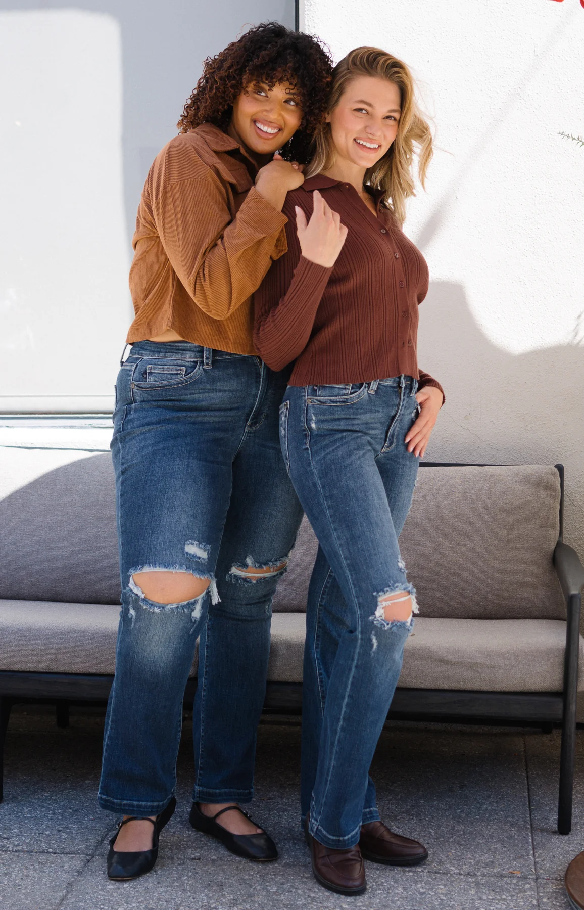 Lucy Mid Rise Hand Sand & Mildly Distressed Bootcut Jeans - PLUS