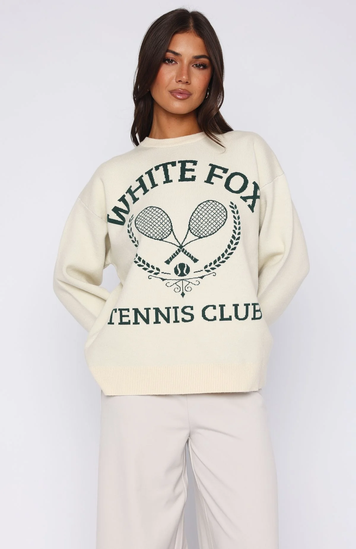 Tennis Club Knit Sweater Cream