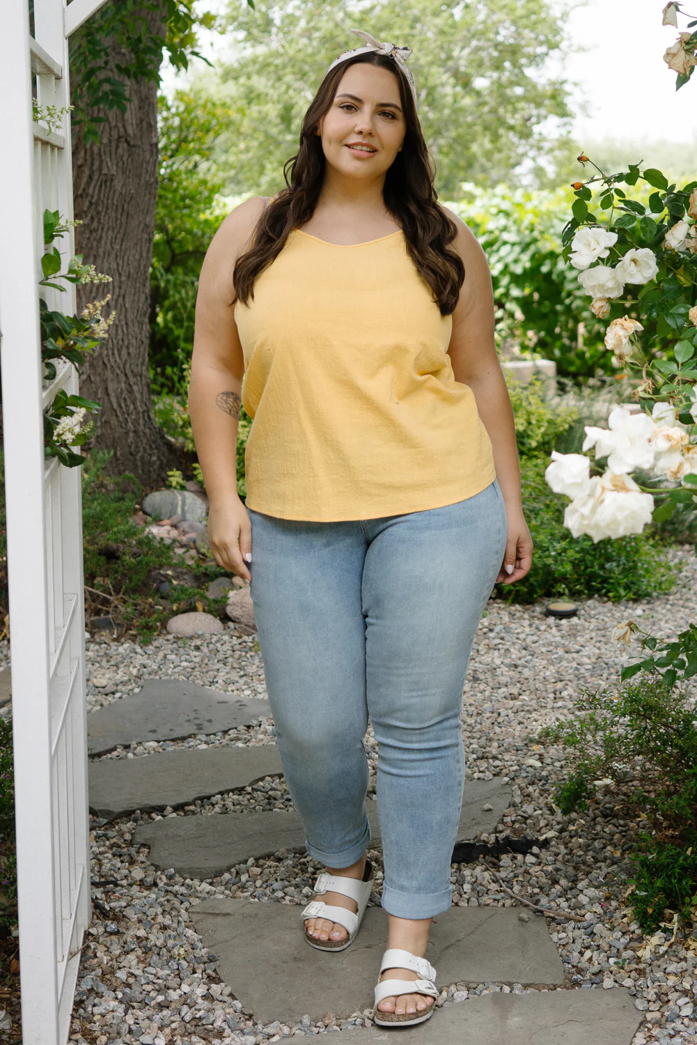 Laney V-Front Cool Denim Cuffed Boyfriend - PLUS