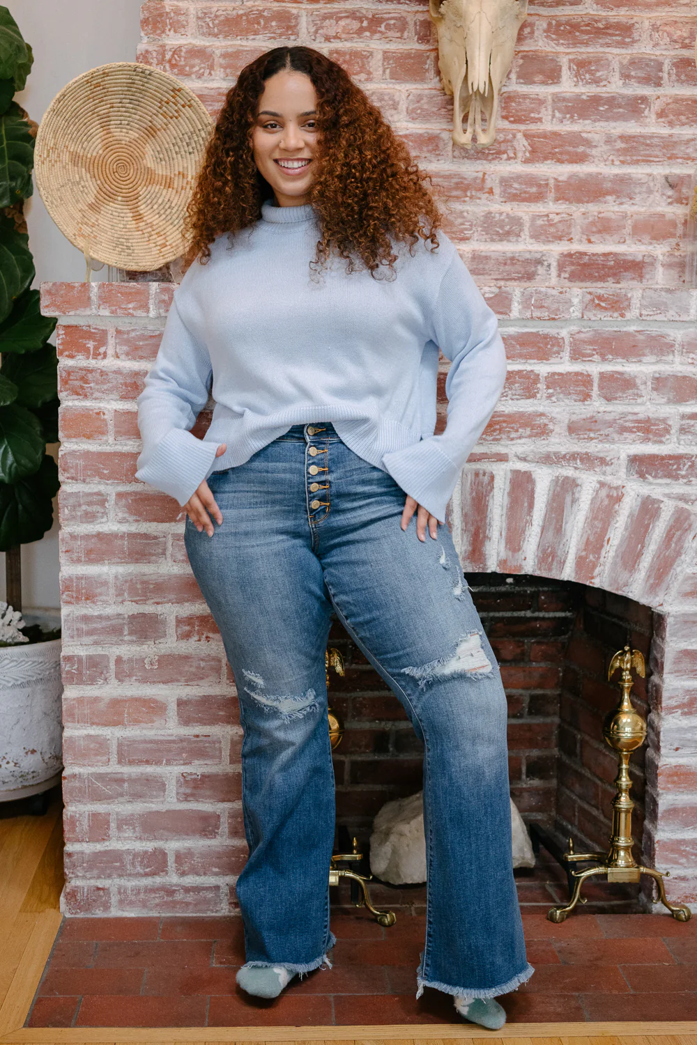 Indie Mid Rise Flare Jeans – Buttoned Up and Ready to Flaunt - PLUS