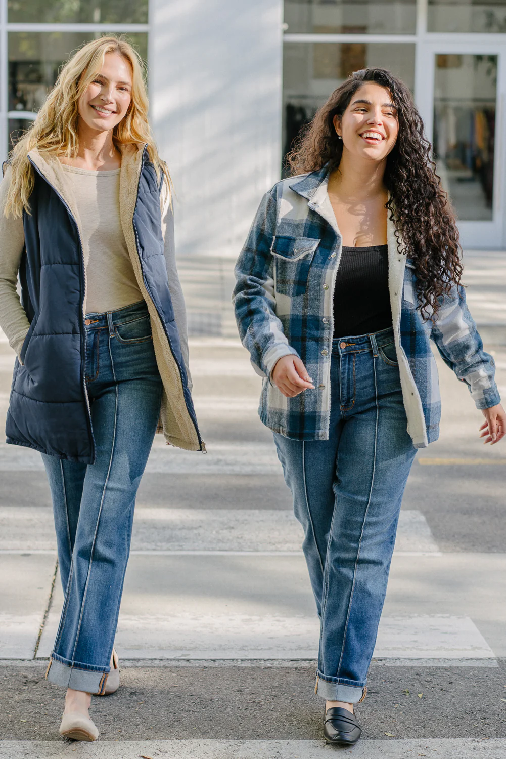 Sally High Rise Front Seam Detail & Cuffed Straight Fit Jeans - PLUS