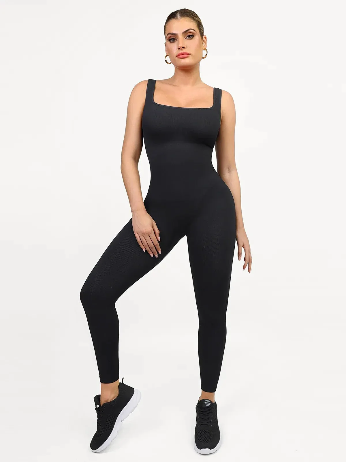 Shapewear Seamless Square Neck Tank Workout Jumpsuit