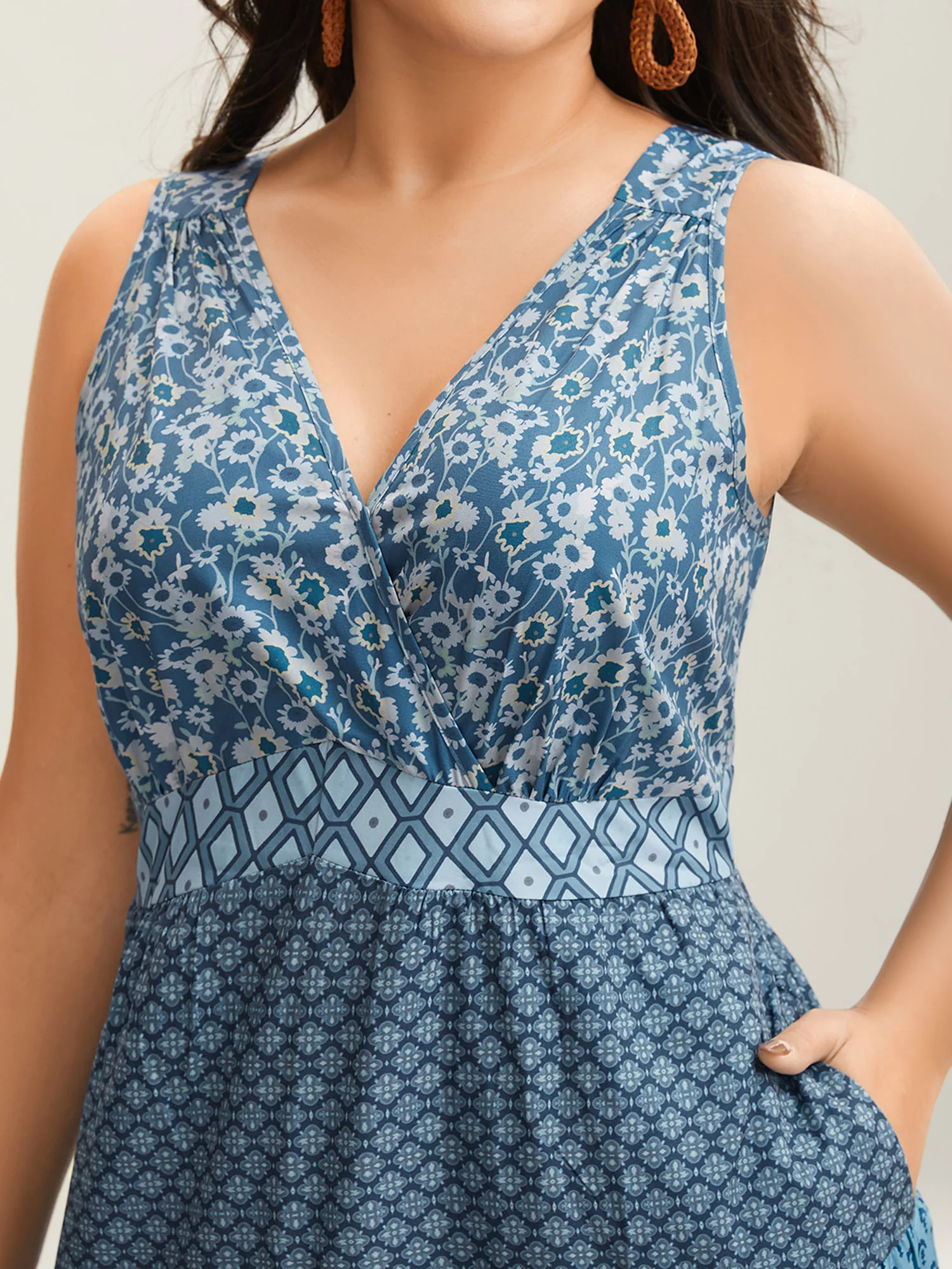 Bandana Patchwork Floral Sleeveless Dress