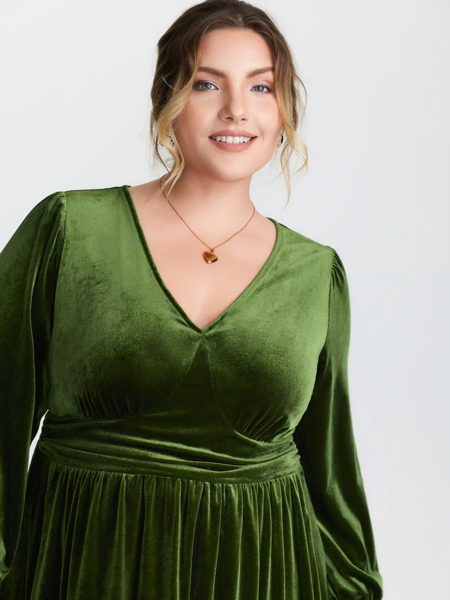 Velvet Triangular Shirred Waist Maxi Dress