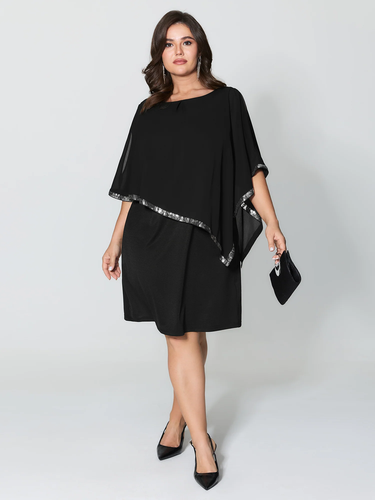 Layered Tummy-Friendly Chiffon Midi Dress