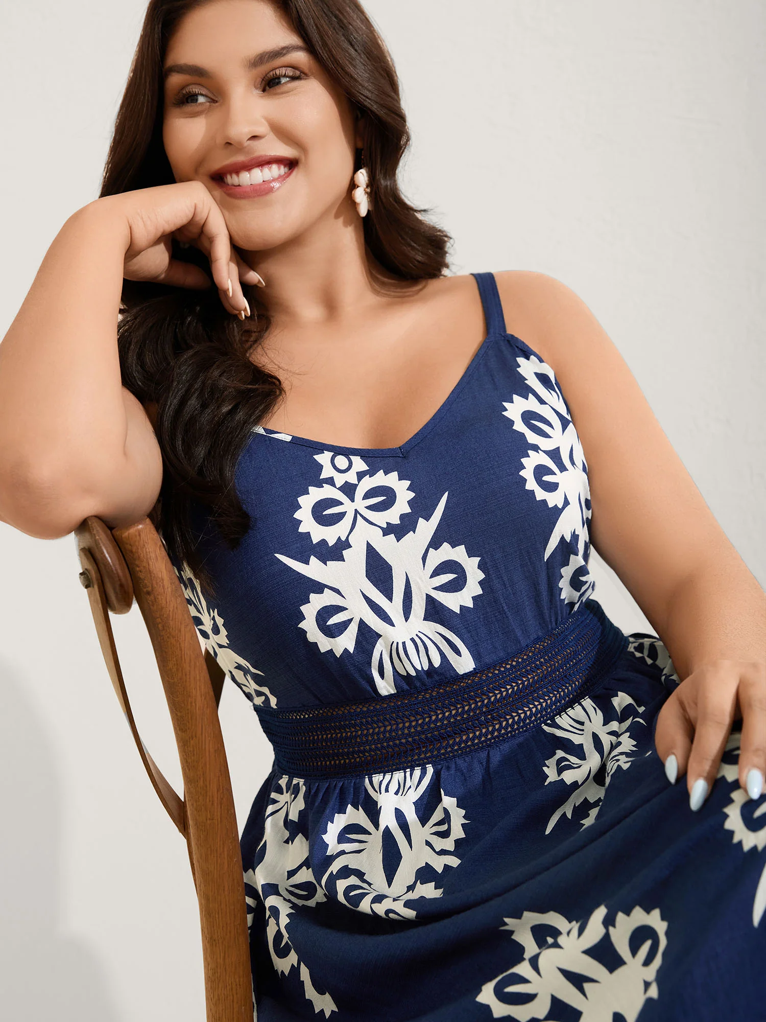 Rayon Stretchy Waist Boho Slit Midi Dress