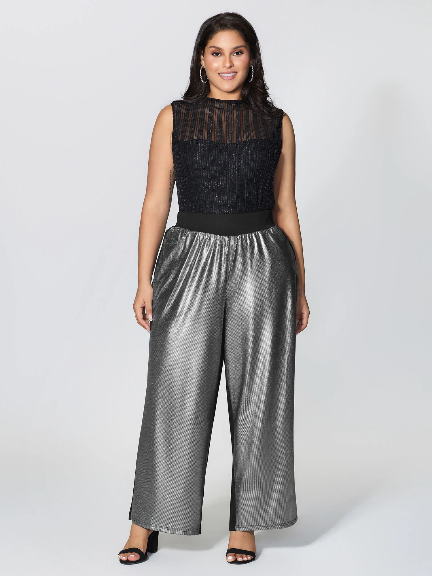 Sequin Stretchy Color Contrast Pants