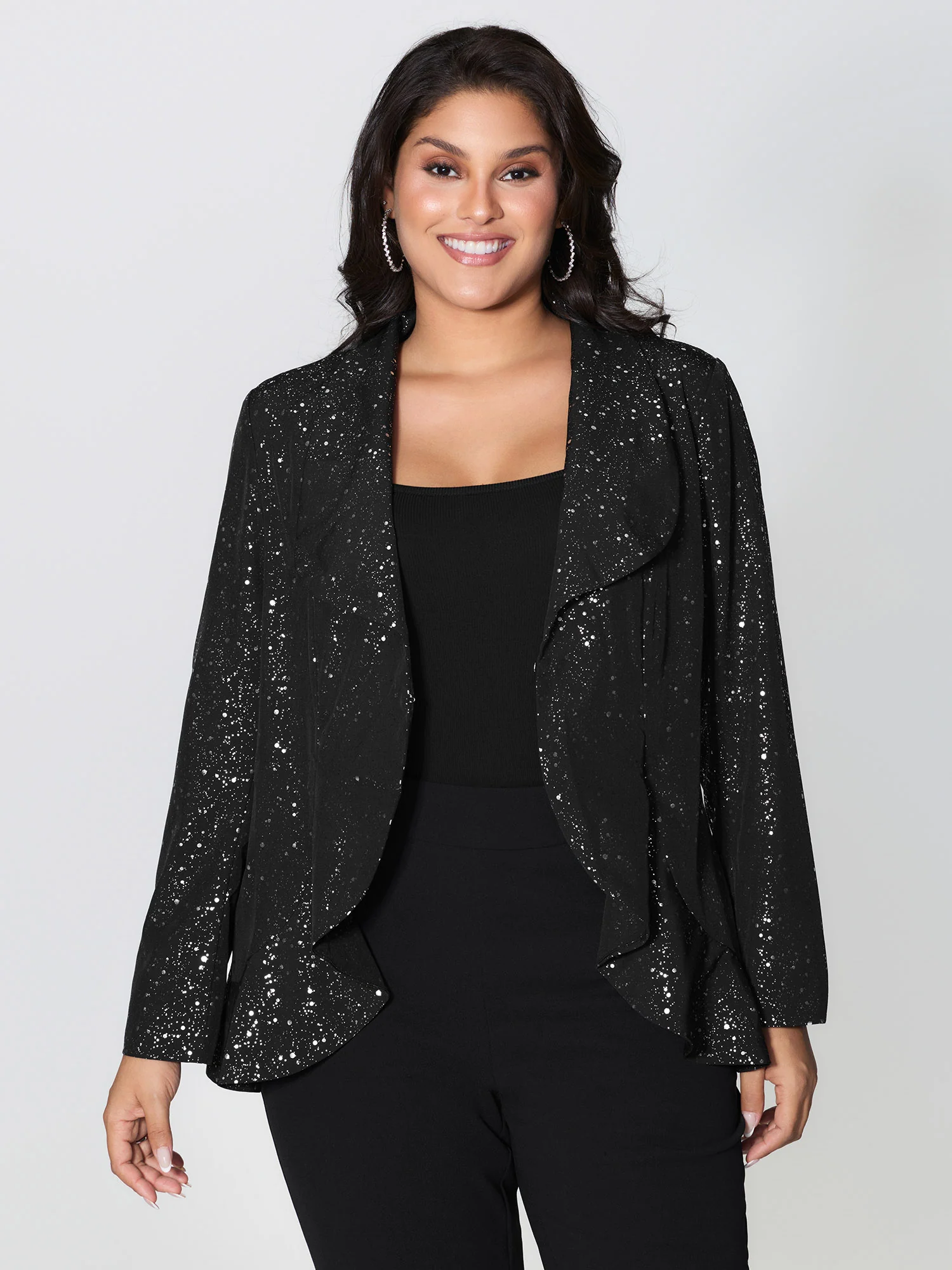 Gold Stamped Ruffled Edge Coat