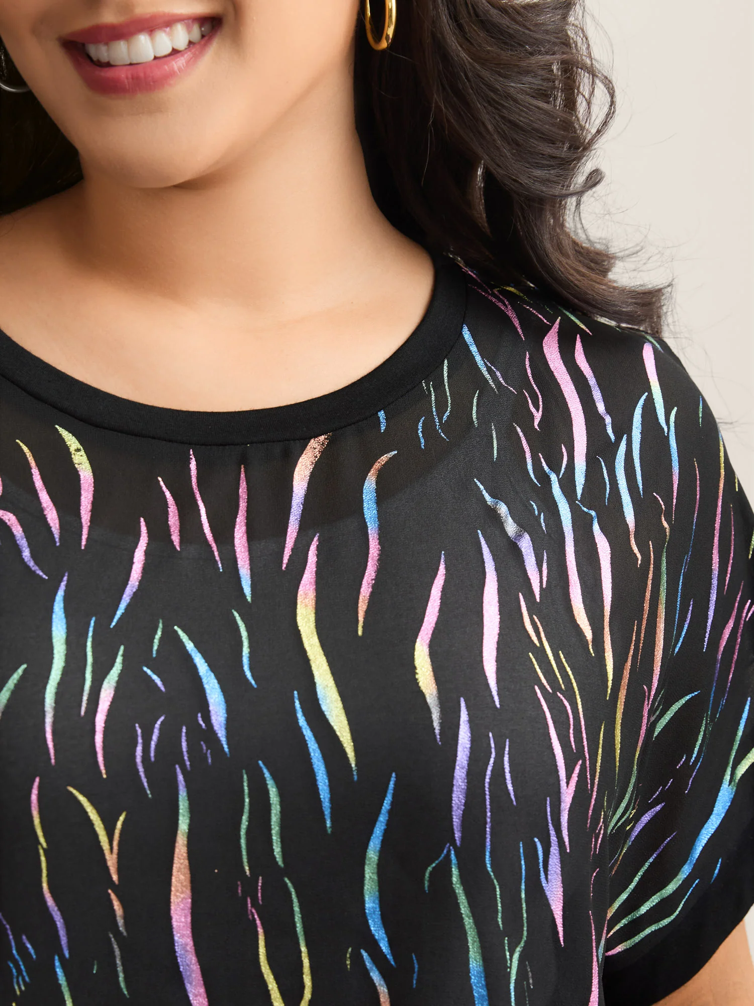 Sequin Silver Gold Round Neck Knit Top