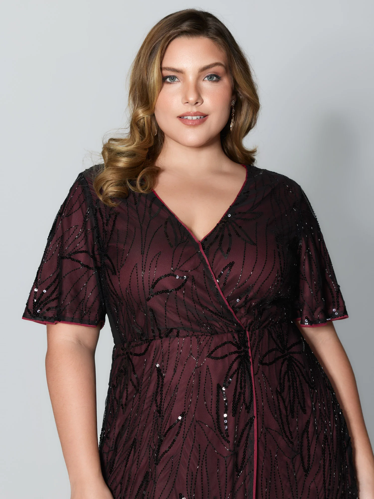 Shimmery Sequin Embroidery Pockets Party Dress