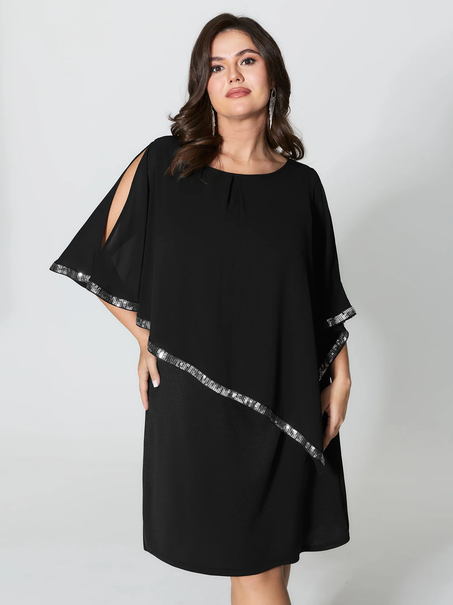 Layered Tummy-Friendly Chiffon Midi Dress