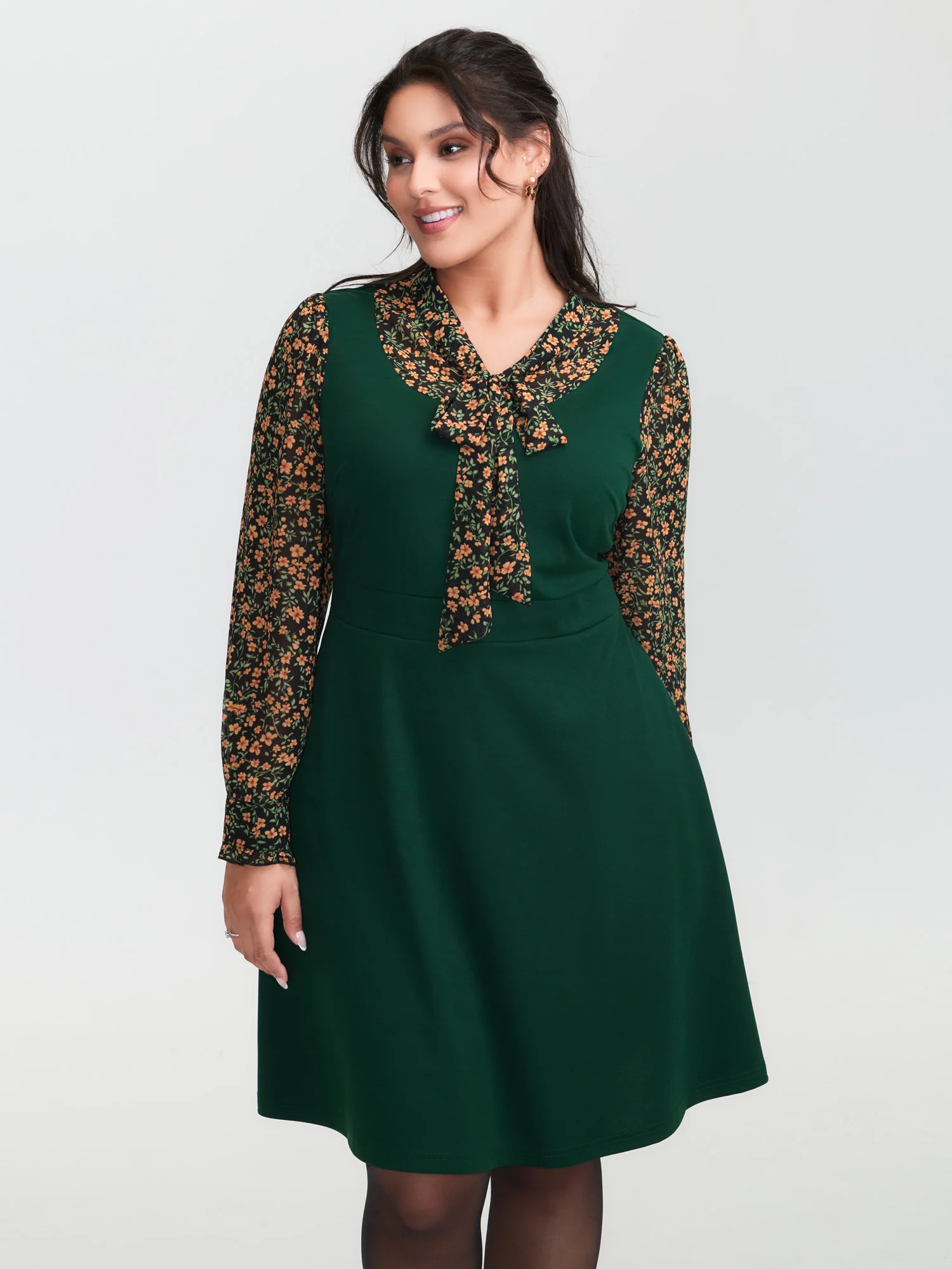 Chiffon Floral Print Stretchy Midi Dress