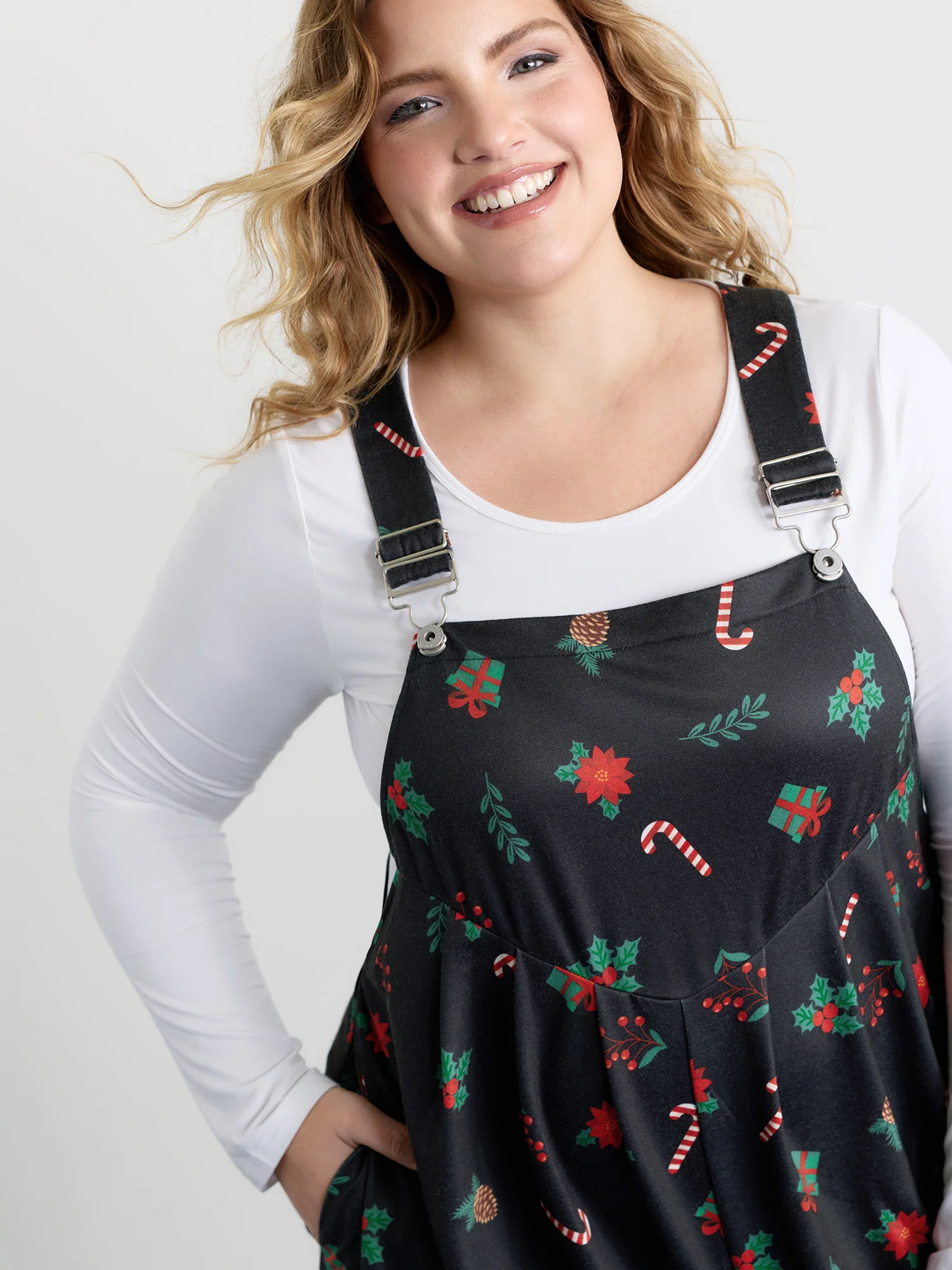 Holiday Candy Stretchy Overall Jumpsuit