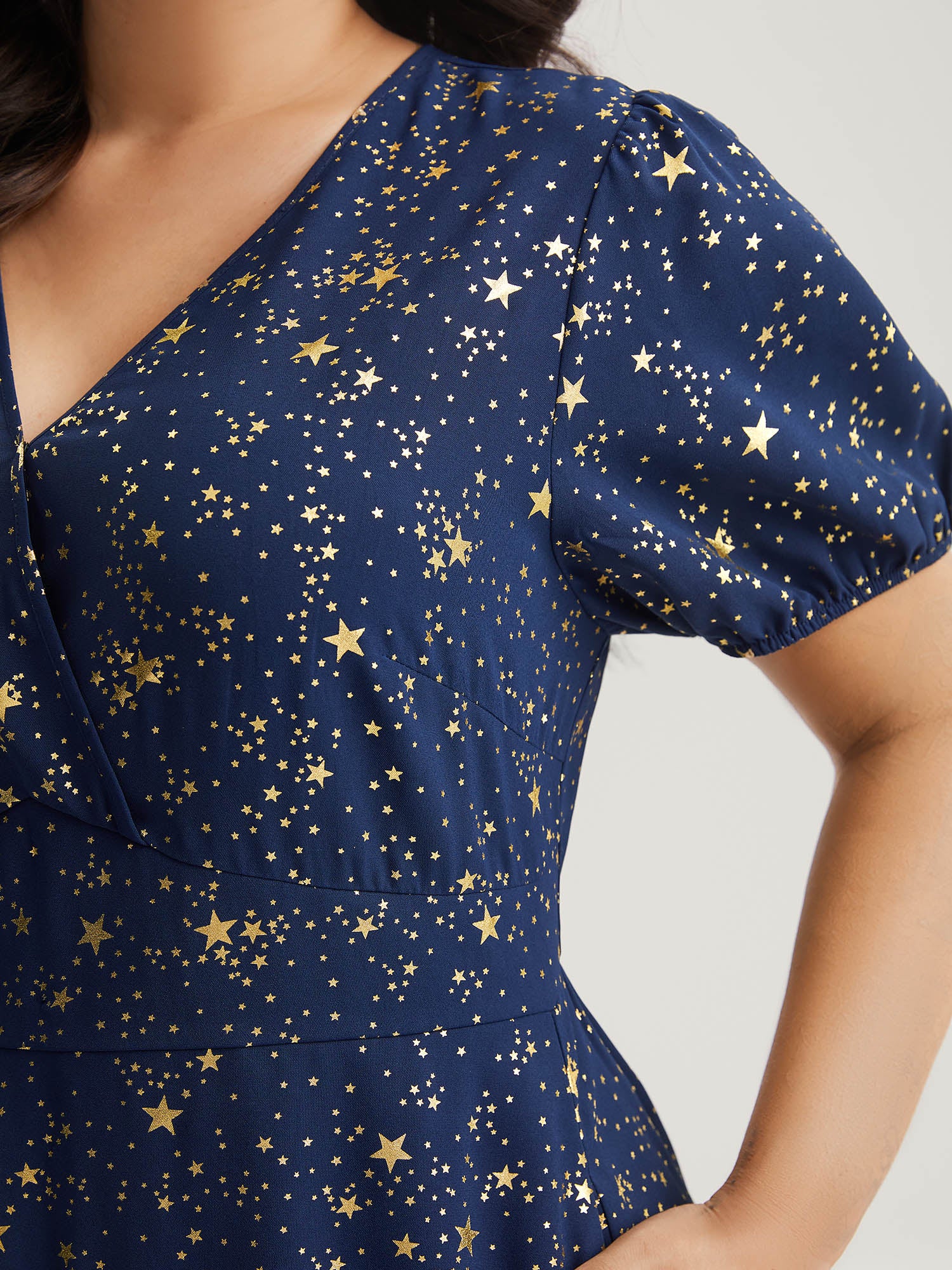Starry Sequins Ruffled Hem Midi Dress