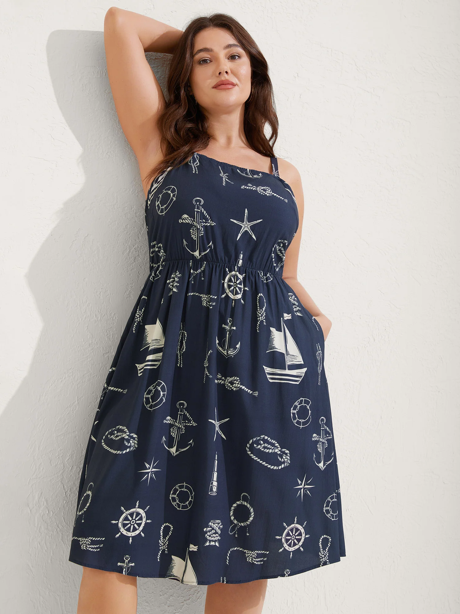 Sea Elements Adjustable Strap Midi Dress