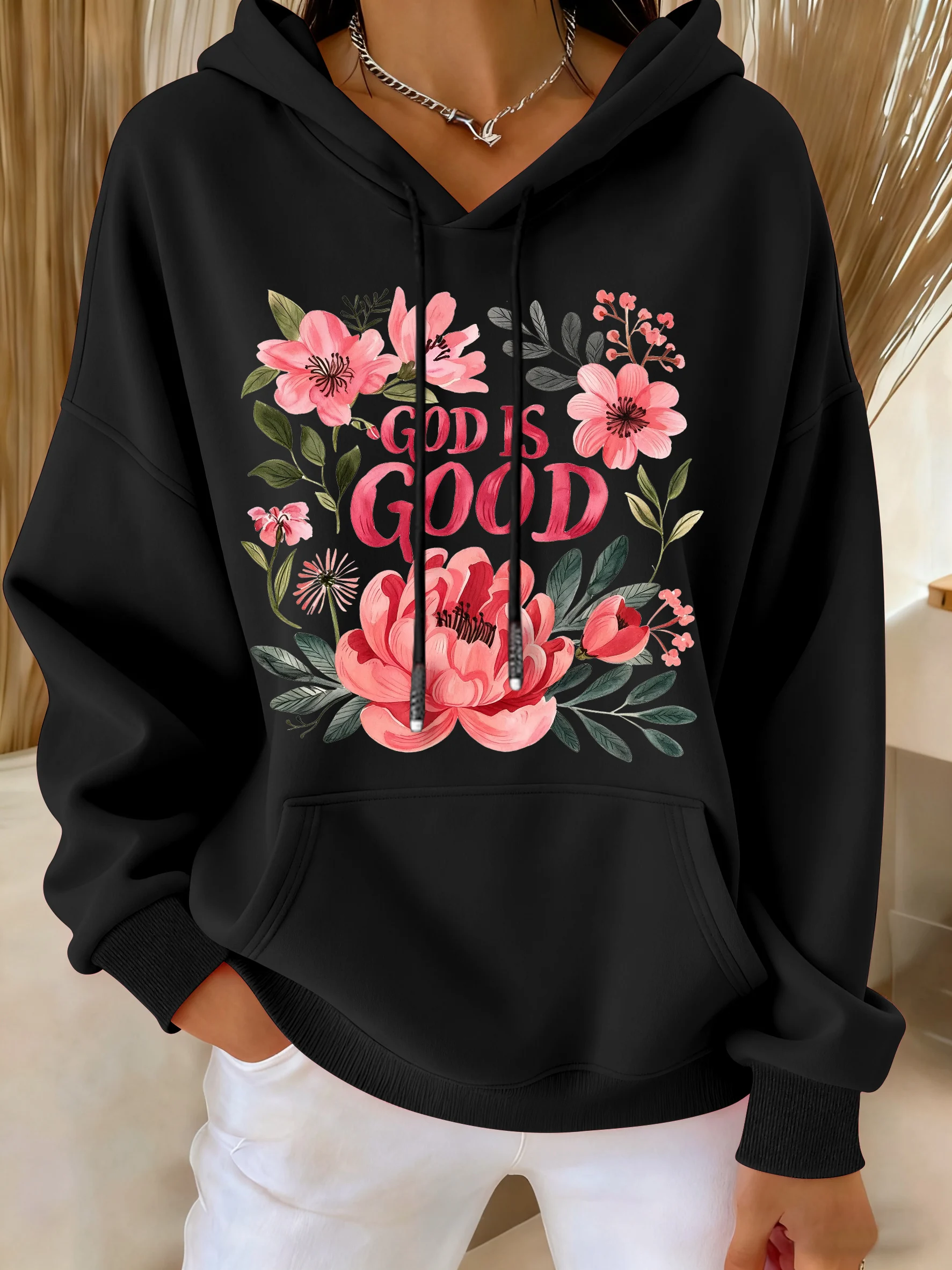 Women's Casual Floral Faith Cotton Sweatshirt