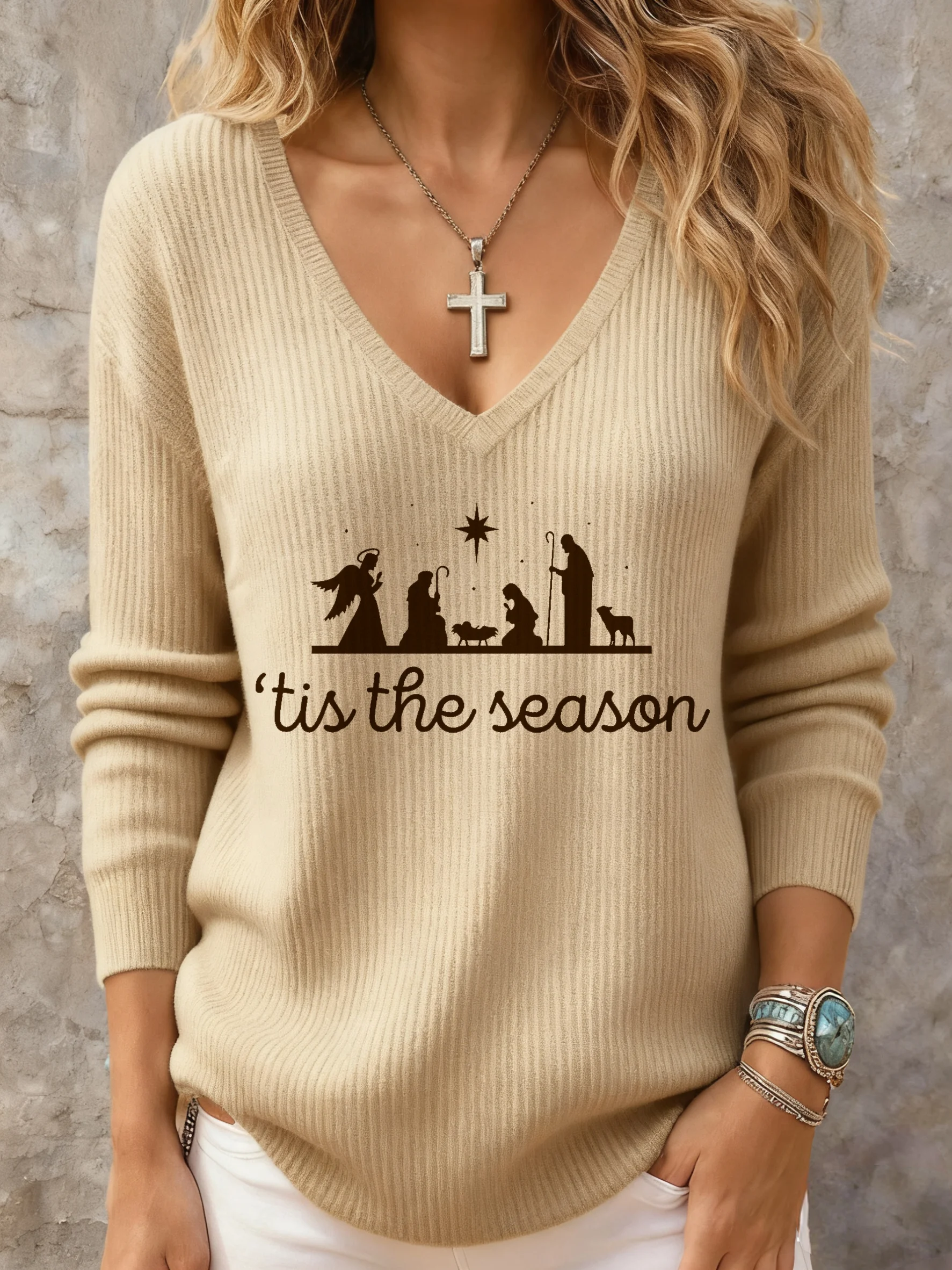 Women's Christian V-neck casual top