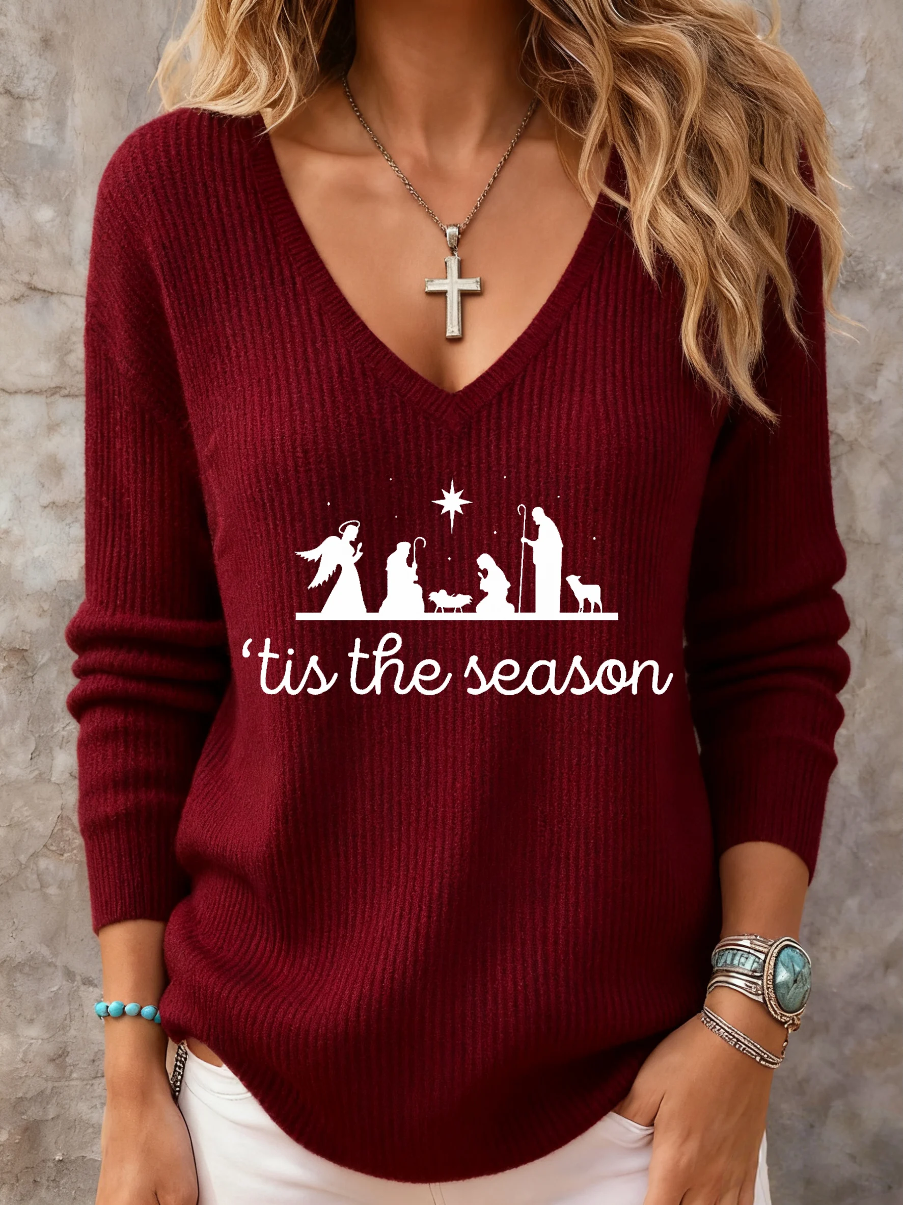 Women's Christian V-neck casual top