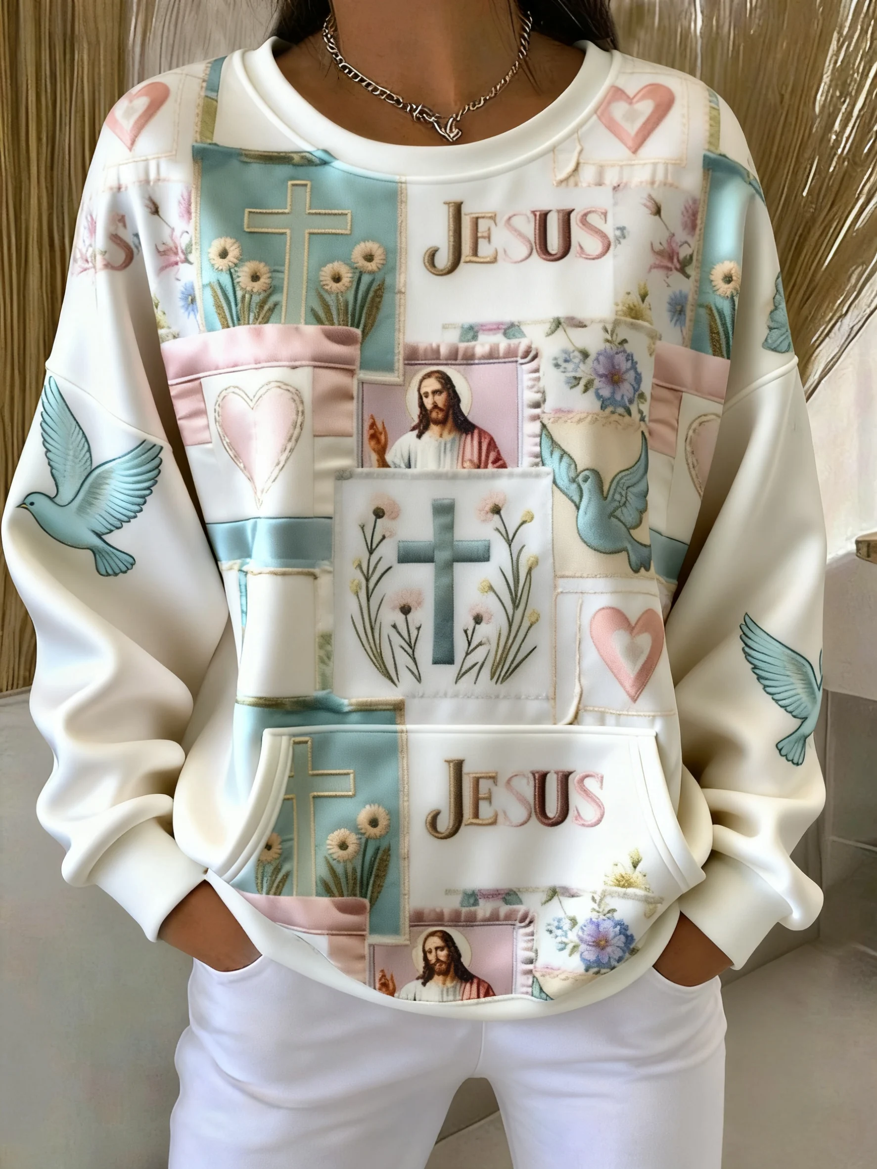 Women's Autumn Faith Nativity Print Top