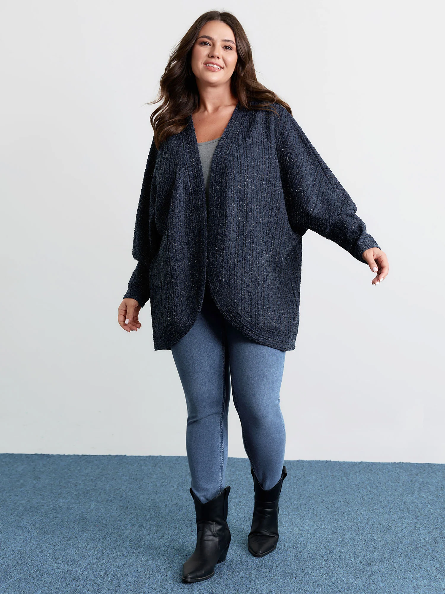 Raglan Sleeve Curvy Hem Jacket
