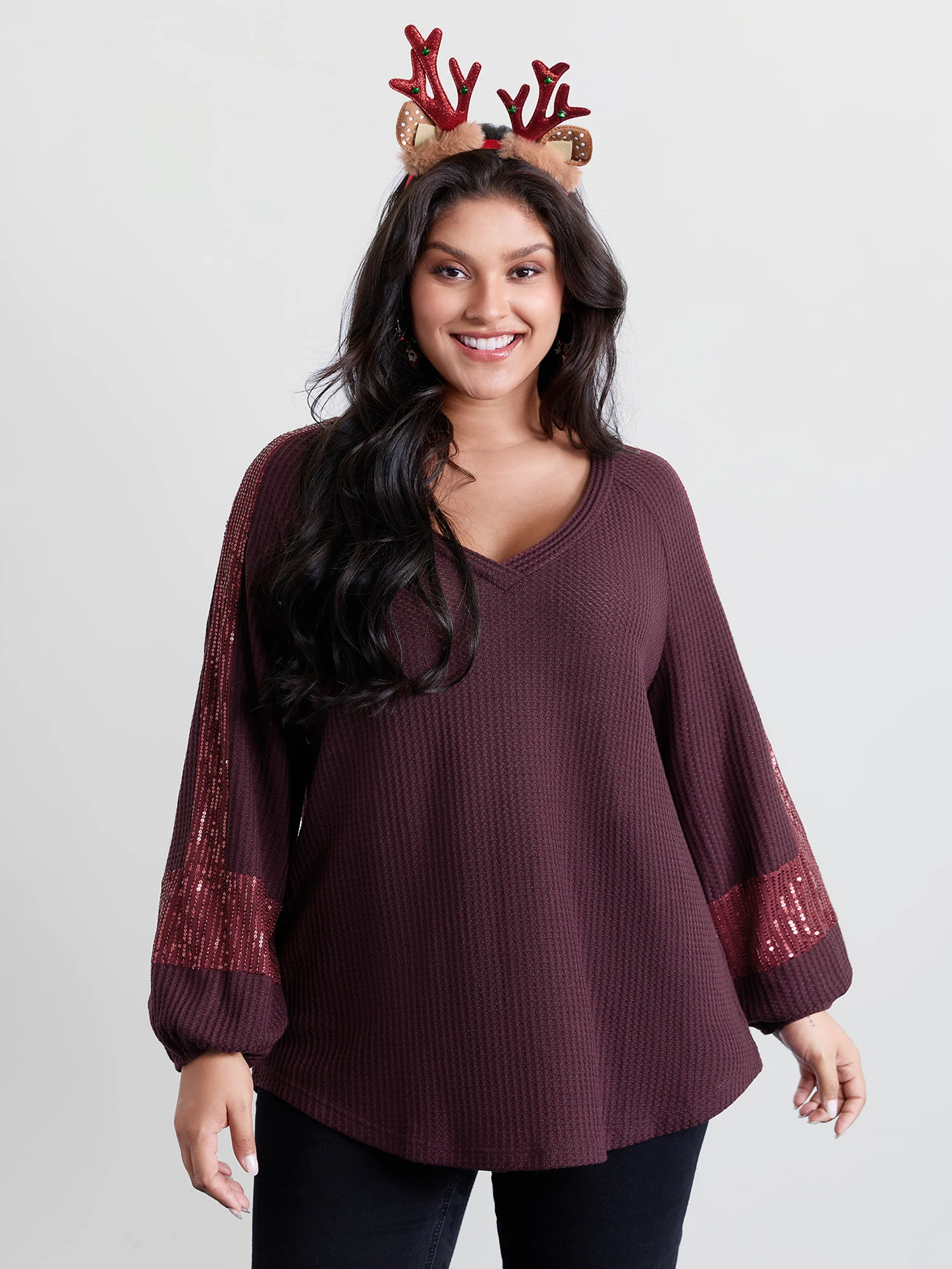 Textured Curvy Hem Relaxed-Fit Spliced T-Shirt