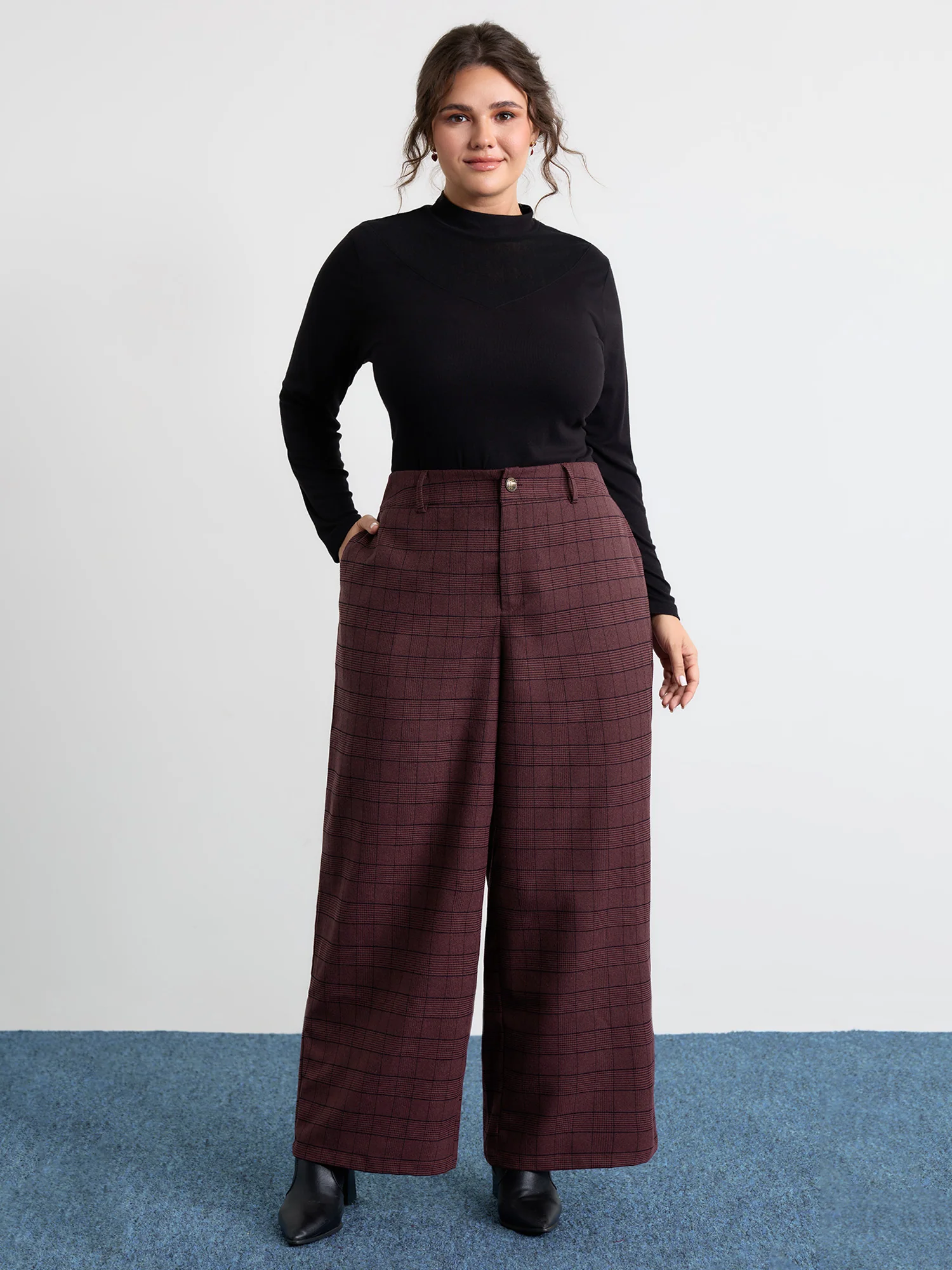 Checkered Stretchy Waist Pants