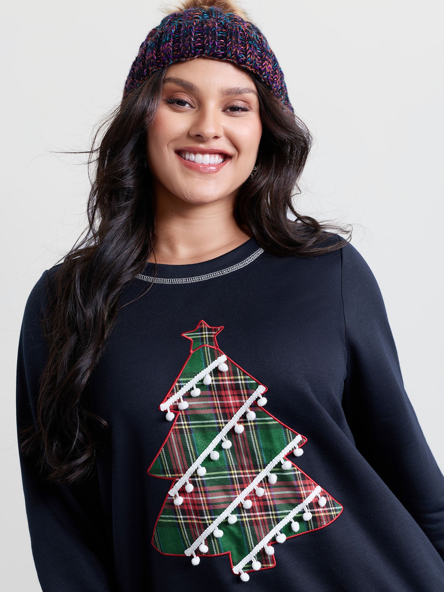 Holiday Tree Applique Embroidery Sweatshirt