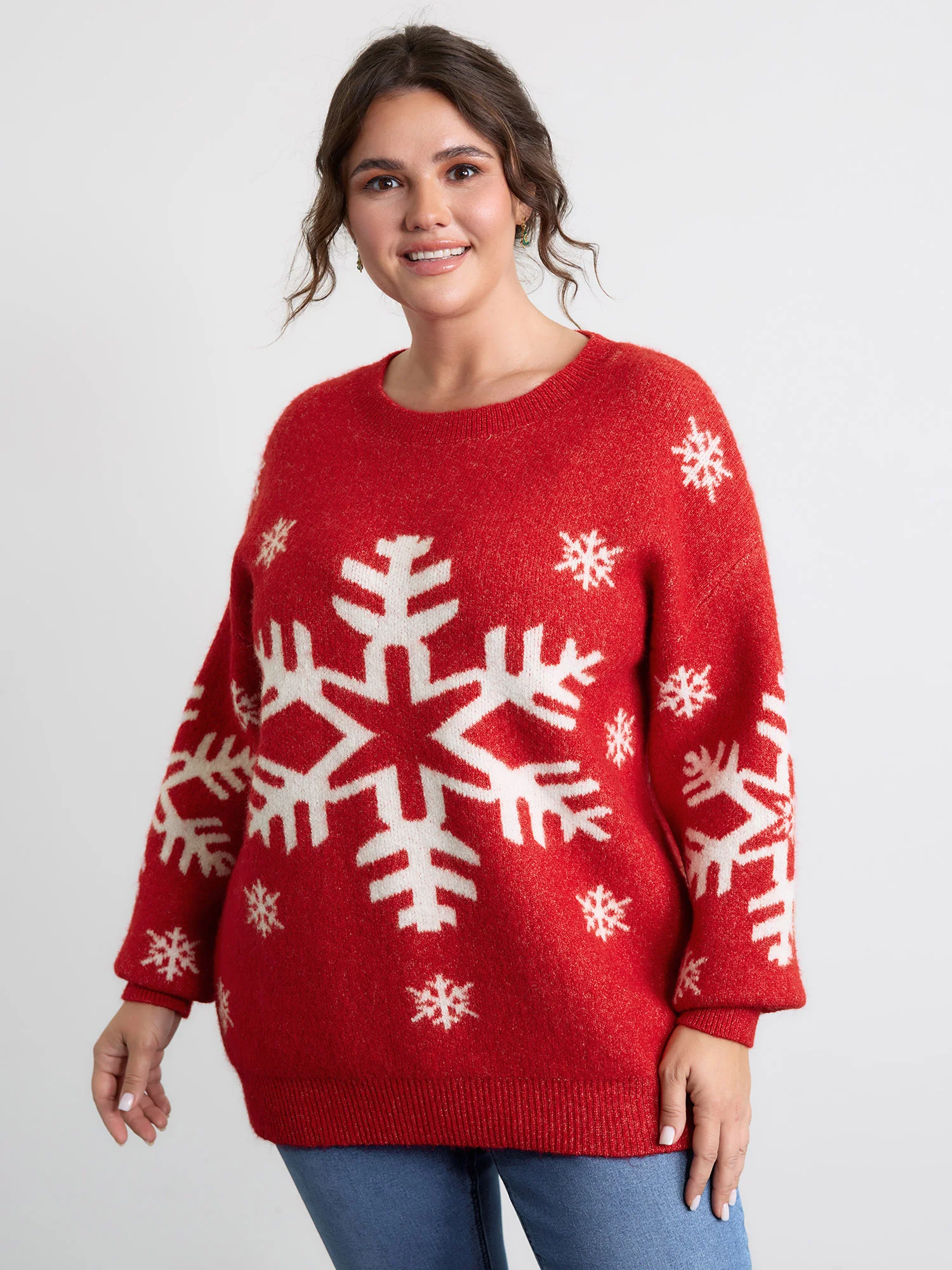 Snowflake Holiday Print Pullover