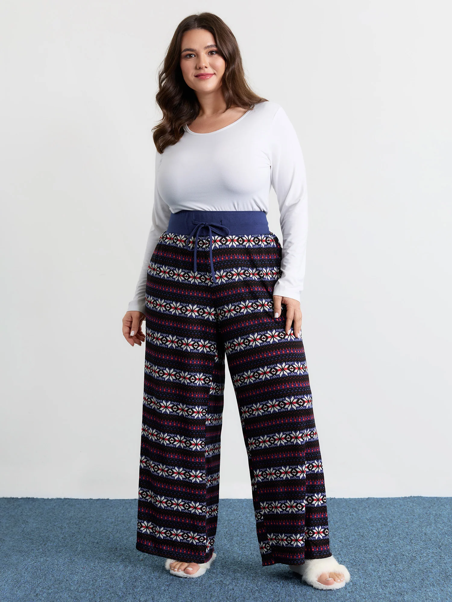 Geo Print Drawstring Waist Pants