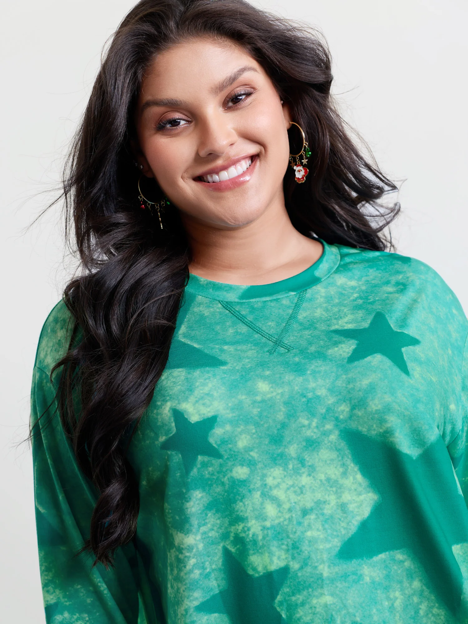 Color Gradient Star Print Relaxed-Fit T-Shirt