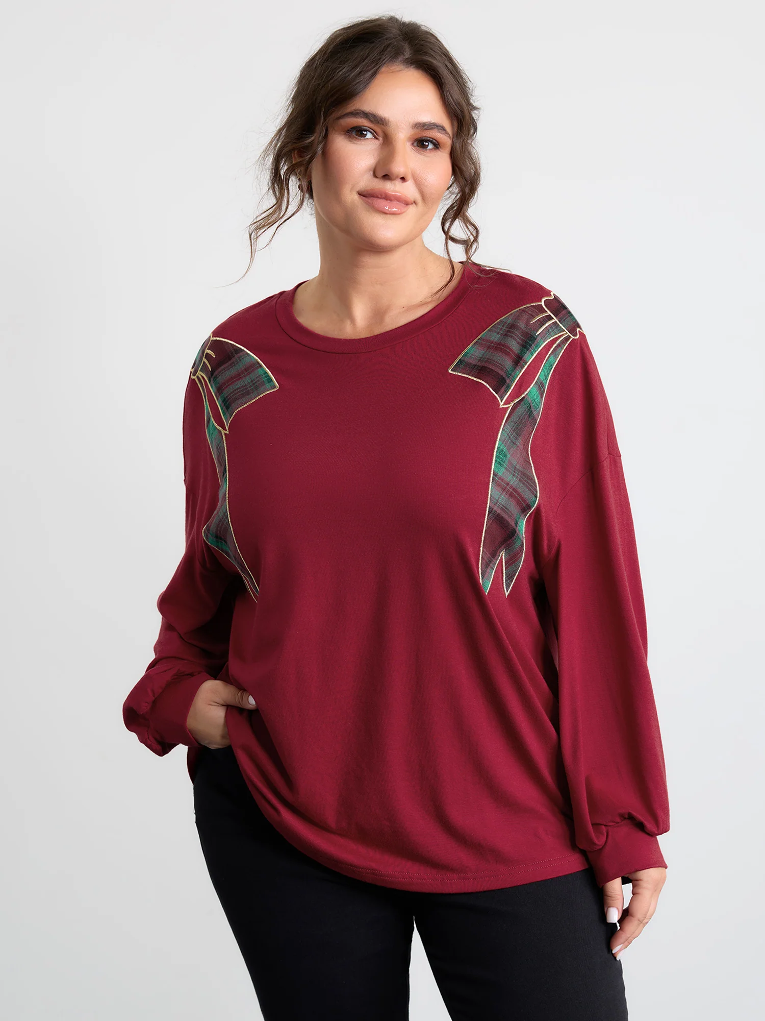 Supersoft Embroidered Gingham Contrast T-Shirt