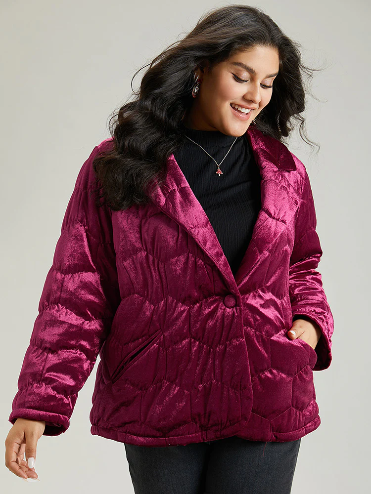 Solid Texture Button Up Quilted Jacket