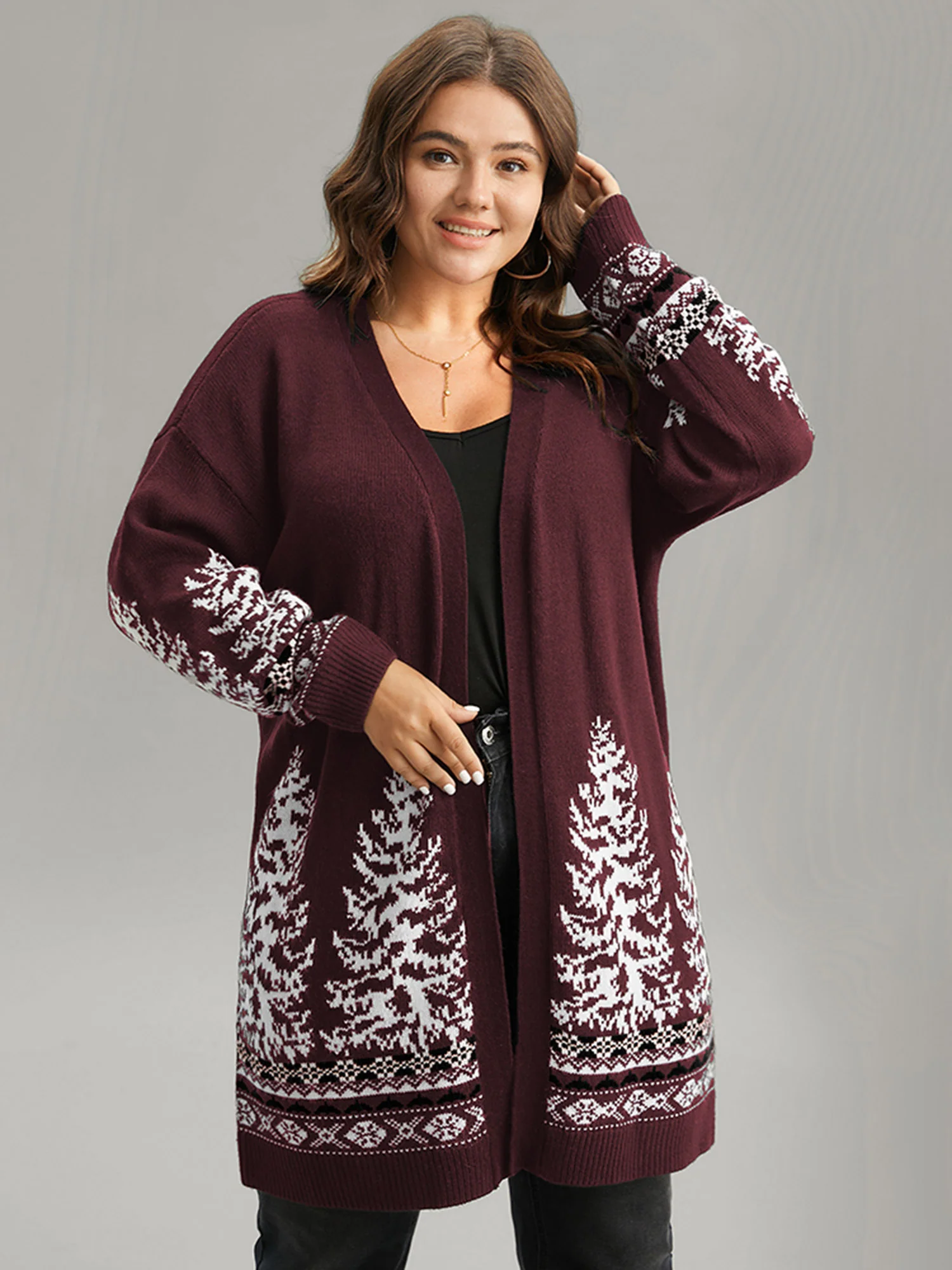 Christmas Trees Contrast Cardigan