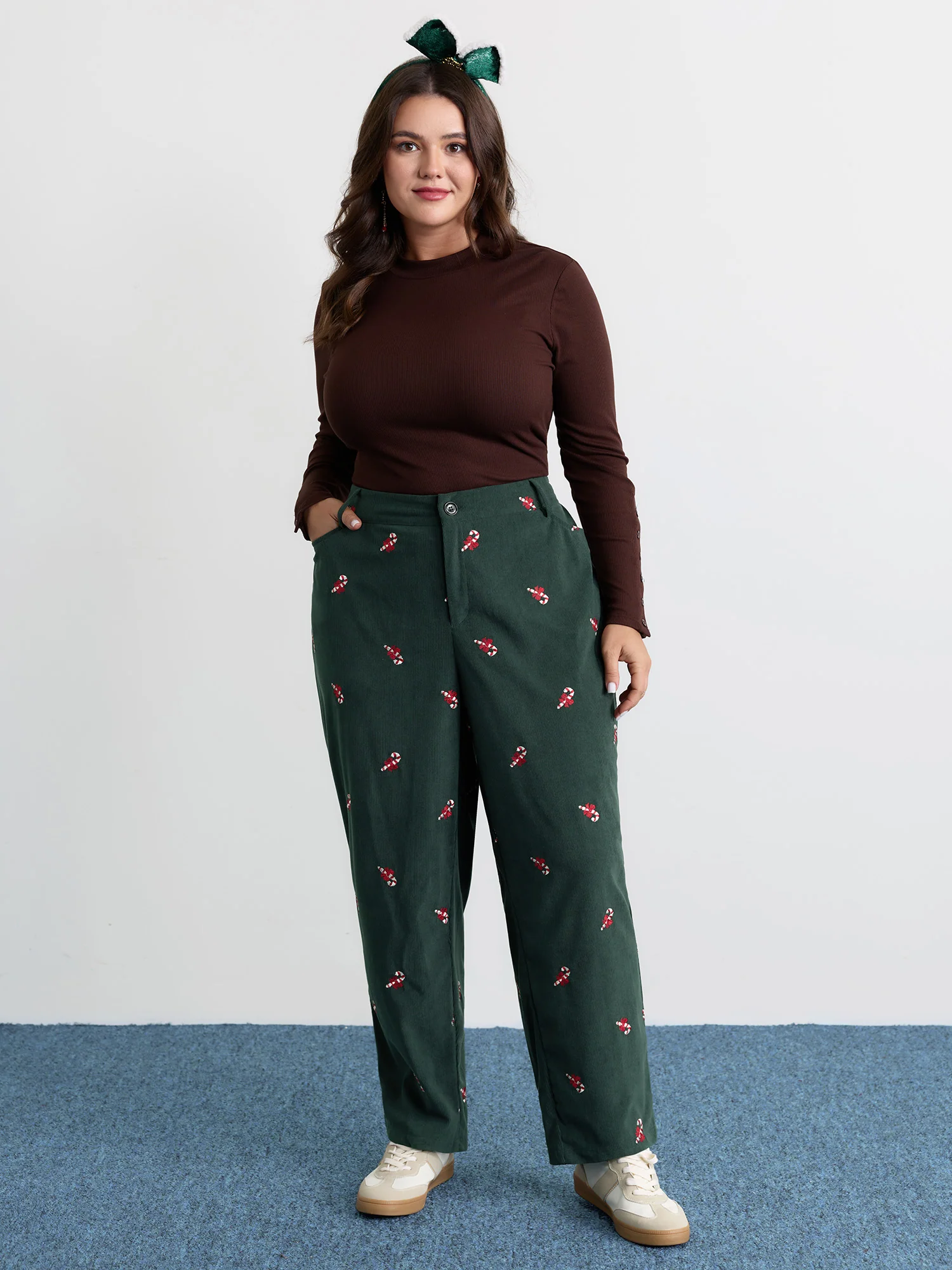 Holiday Candy Embroidery Pants