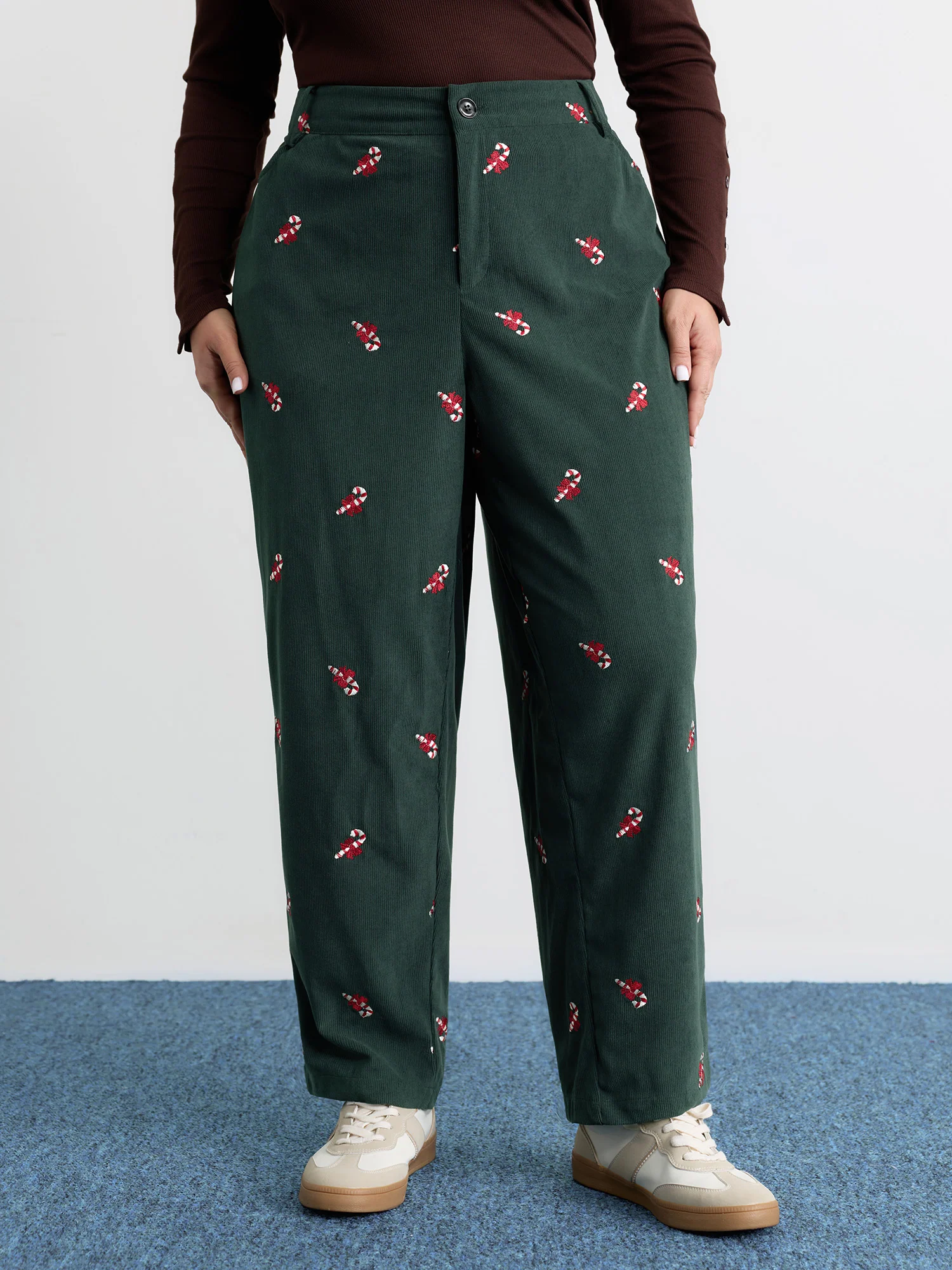 Holiday Candy Embroidery Pants