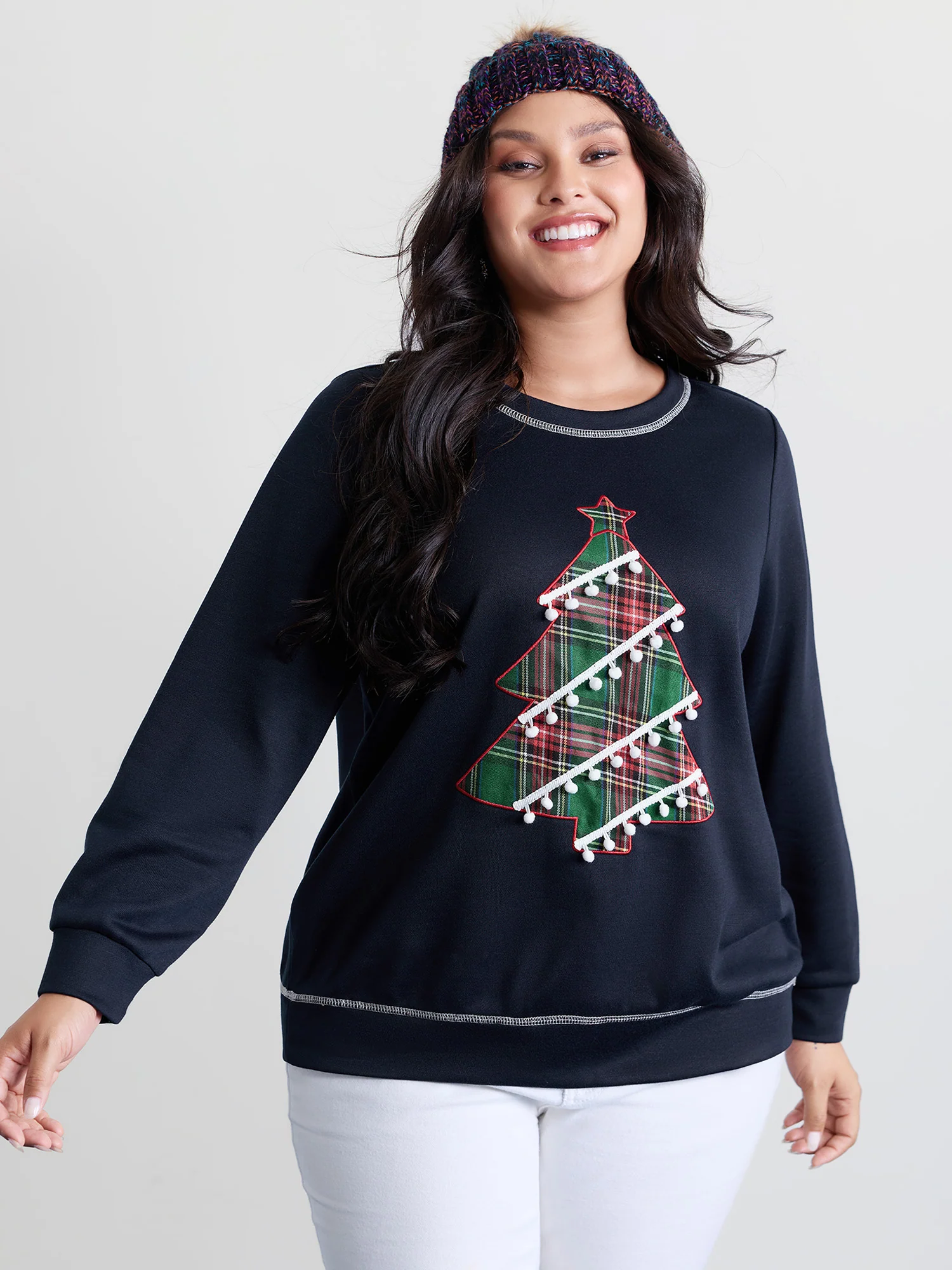 Holiday Tree Applique Embroidery Sweatshirt
