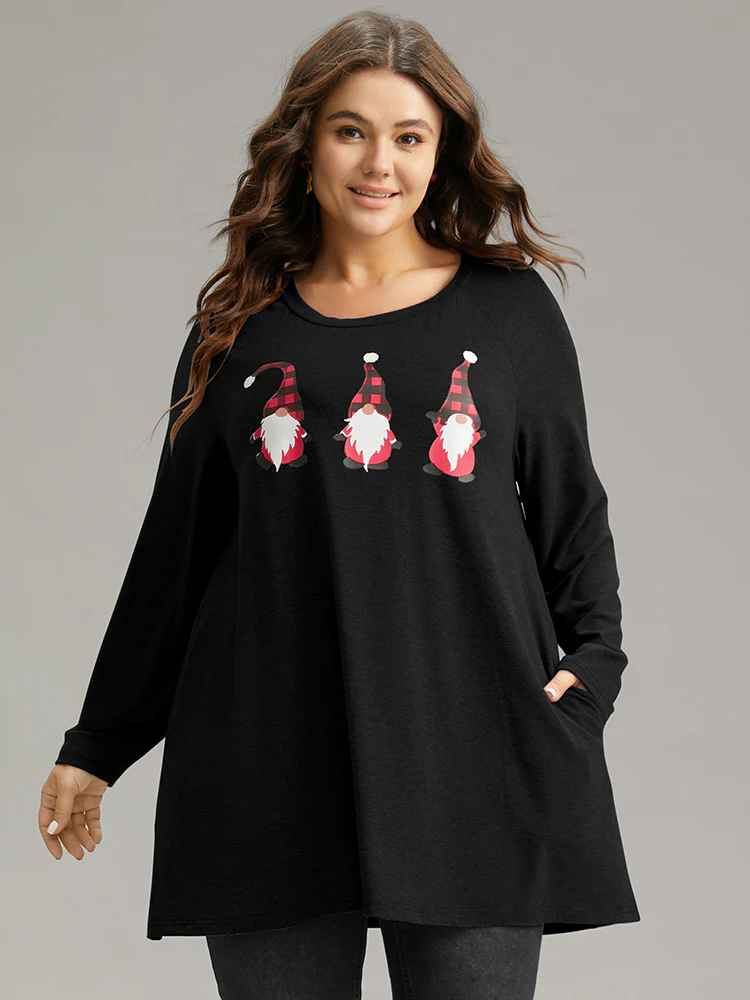 Santa Claus Print Long Sleeve T-shirt