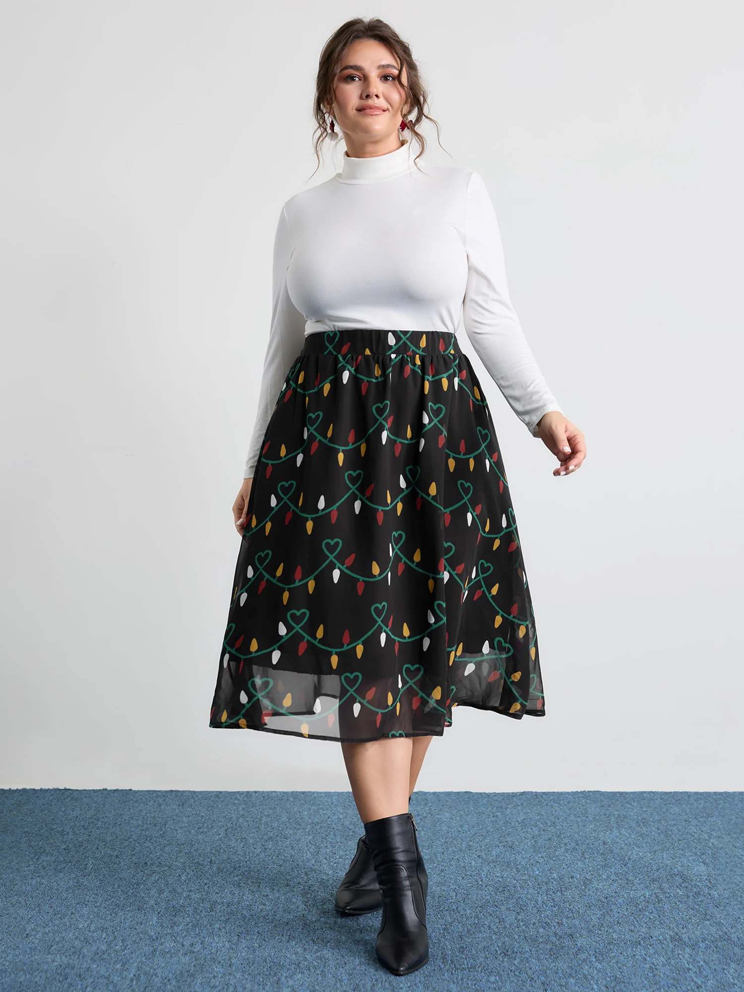 Tweed Fairy Lights Pockets Midi Skirt