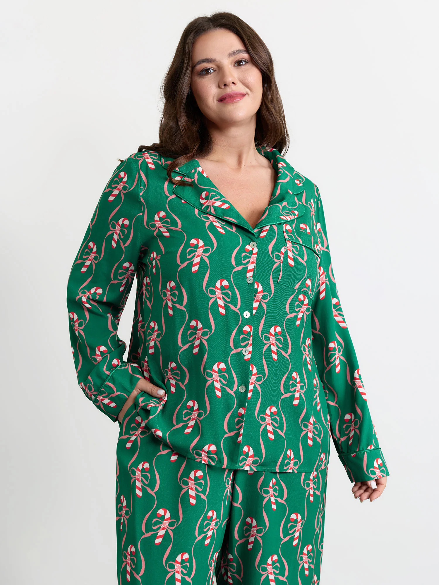 Holiday Print Color Contrast Robe Set