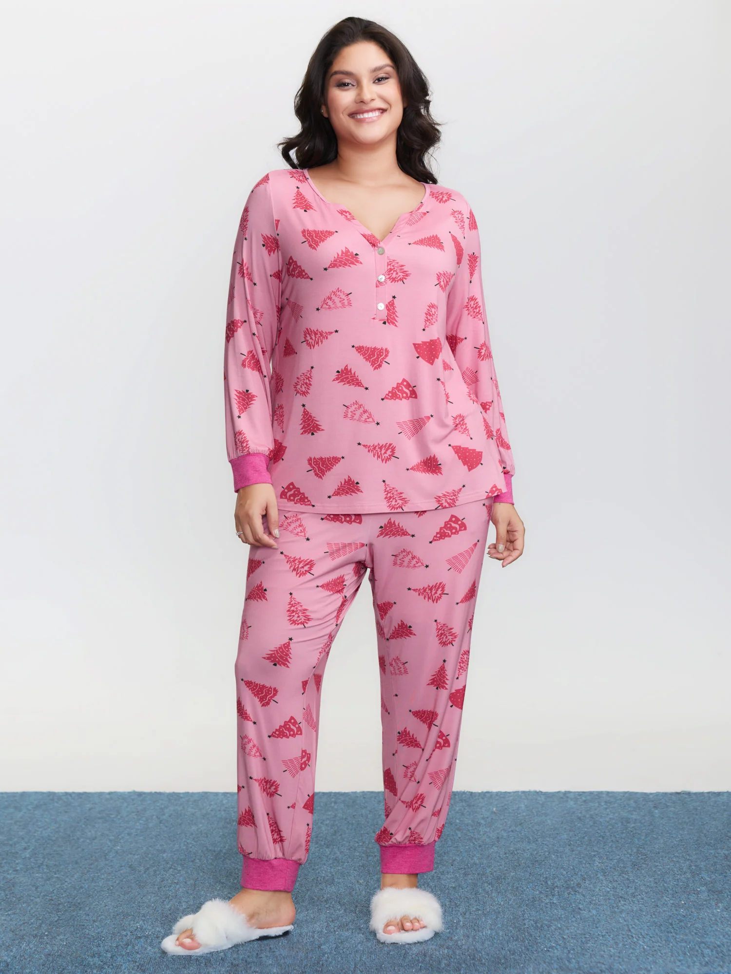 Christmas Tree Buttons Loungewear Set